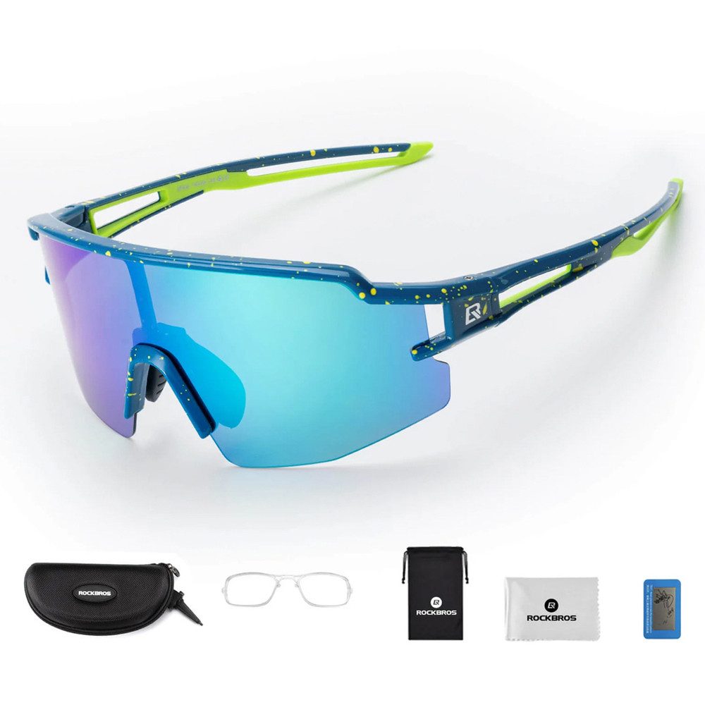 ROCKBROS Fahrradbrille Sportbrille Radsportbrille Sonnenschutzbrille, (Spar-Set, 1-St., 27 g ultraleicht), polarisiert, UV400, Korrektureinsatz, 27 g