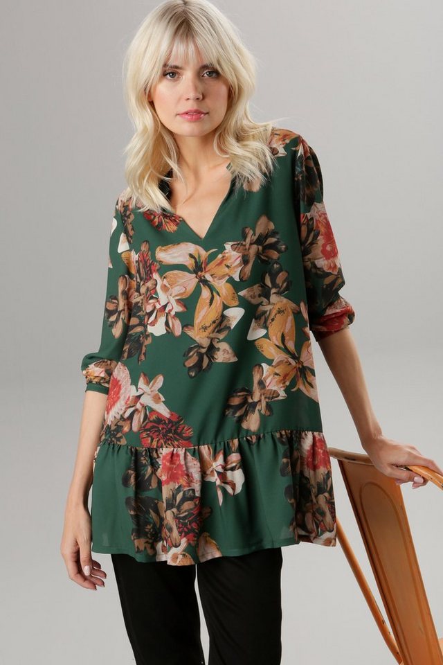 Aniston SELECTED Tunika mit Volant und Blumendruck