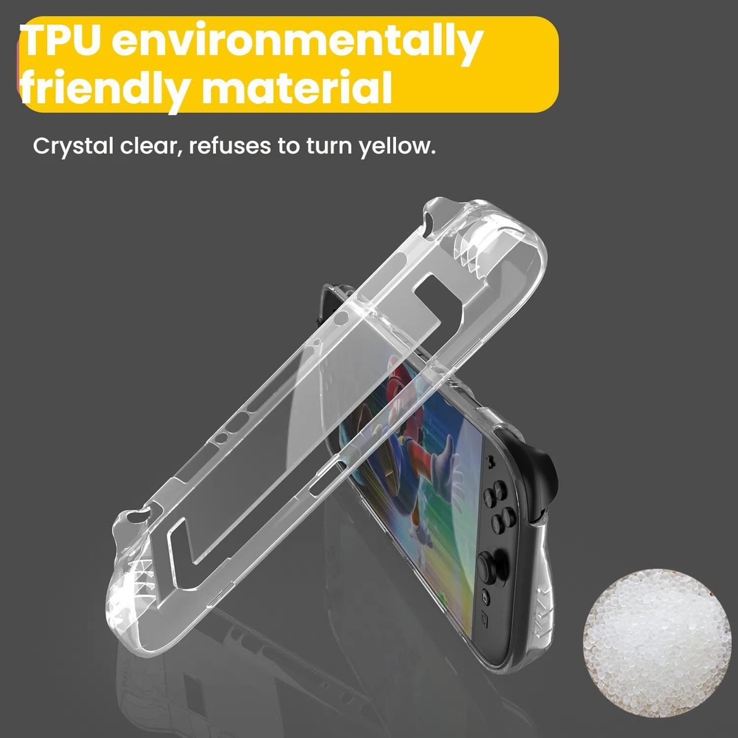 Wigento Handyhülle Für Nintendo Switch 2 Full Body TPU Anti Rutsch Hülle Transparent, TPU-Schutzhülle mit Anti-Rutsch-Griff