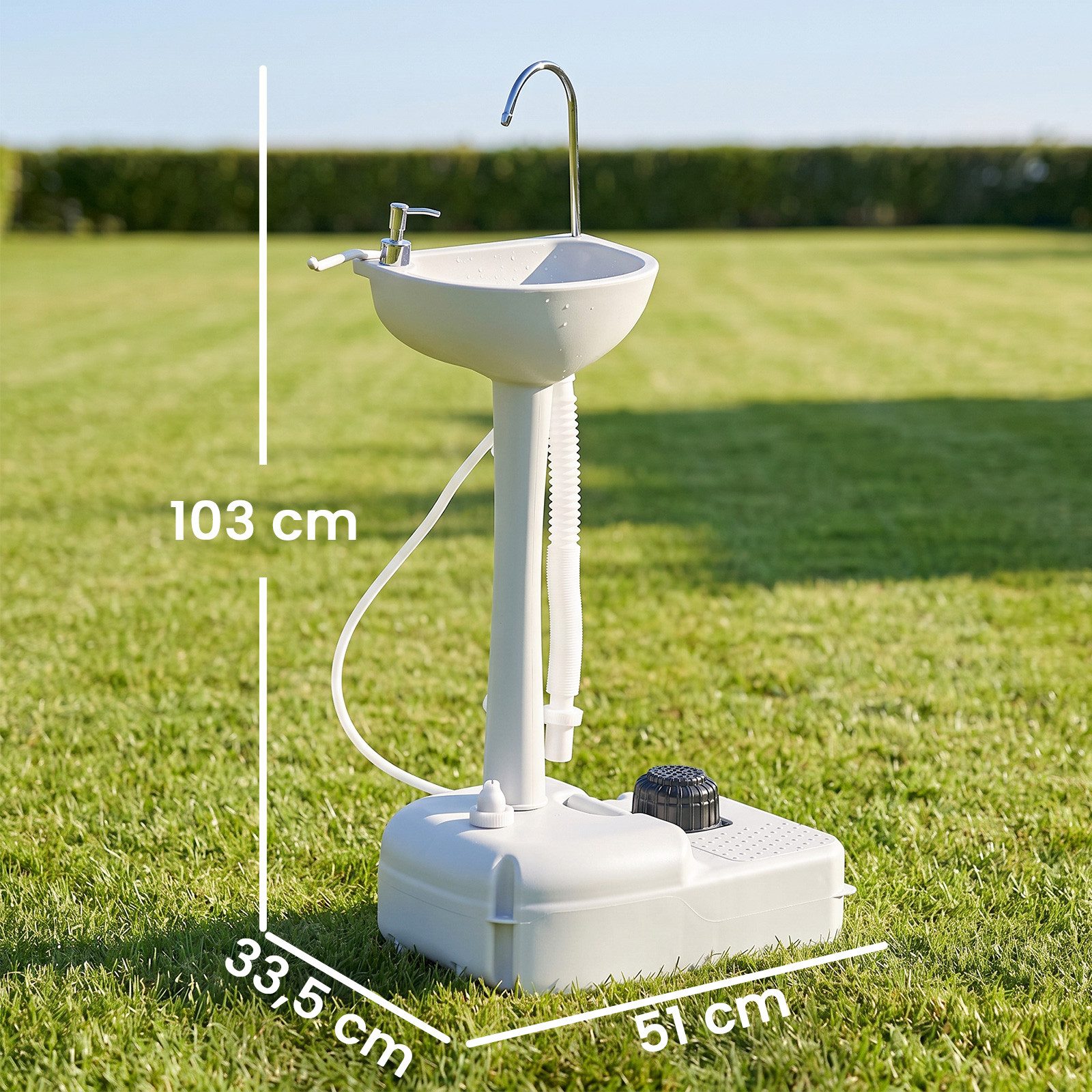 Outsunny Waschbecken mit Auffangbehälter für Abwasser (Gartenwaschbecken, 1-St., Handwaschbecken), für Wohnzimmer, Hellgrau