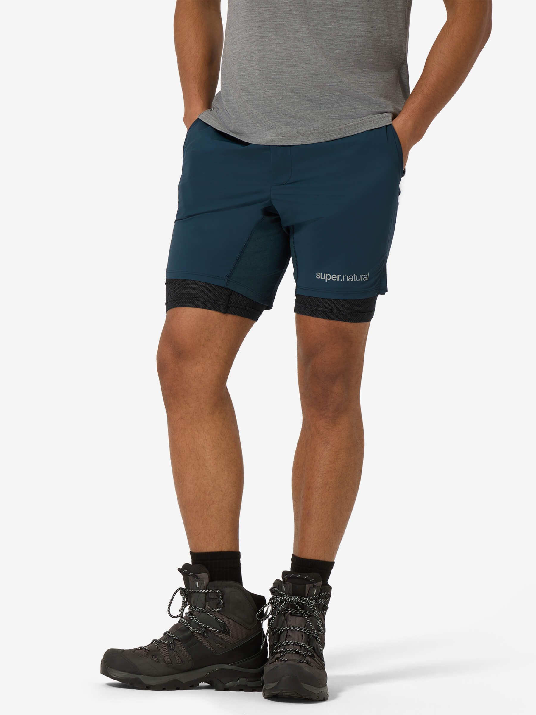 SUPER.NATURAL Shorts Merino Laufhose M DOUBLE LAYER SHORTS leicht mit Merino-Innenhose
