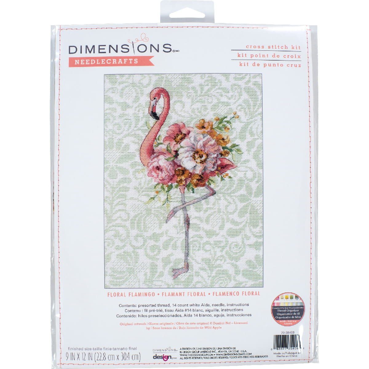Dimensions Kreativset Dimensions Kreuzstich Set "Blumenflamingo", (embroidery kit by Marussia)