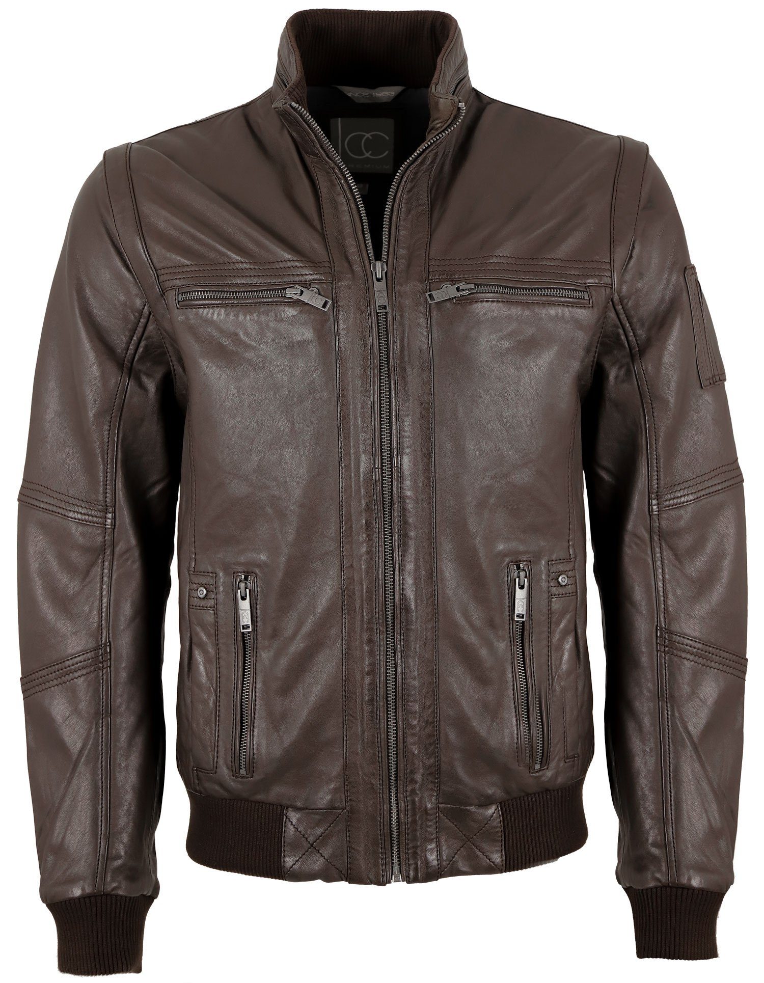 JCC Lederjacke 62126-01PS Echtleder Lederjacke Blouson abnehmbare Ärmel Weste Lammnappa braun