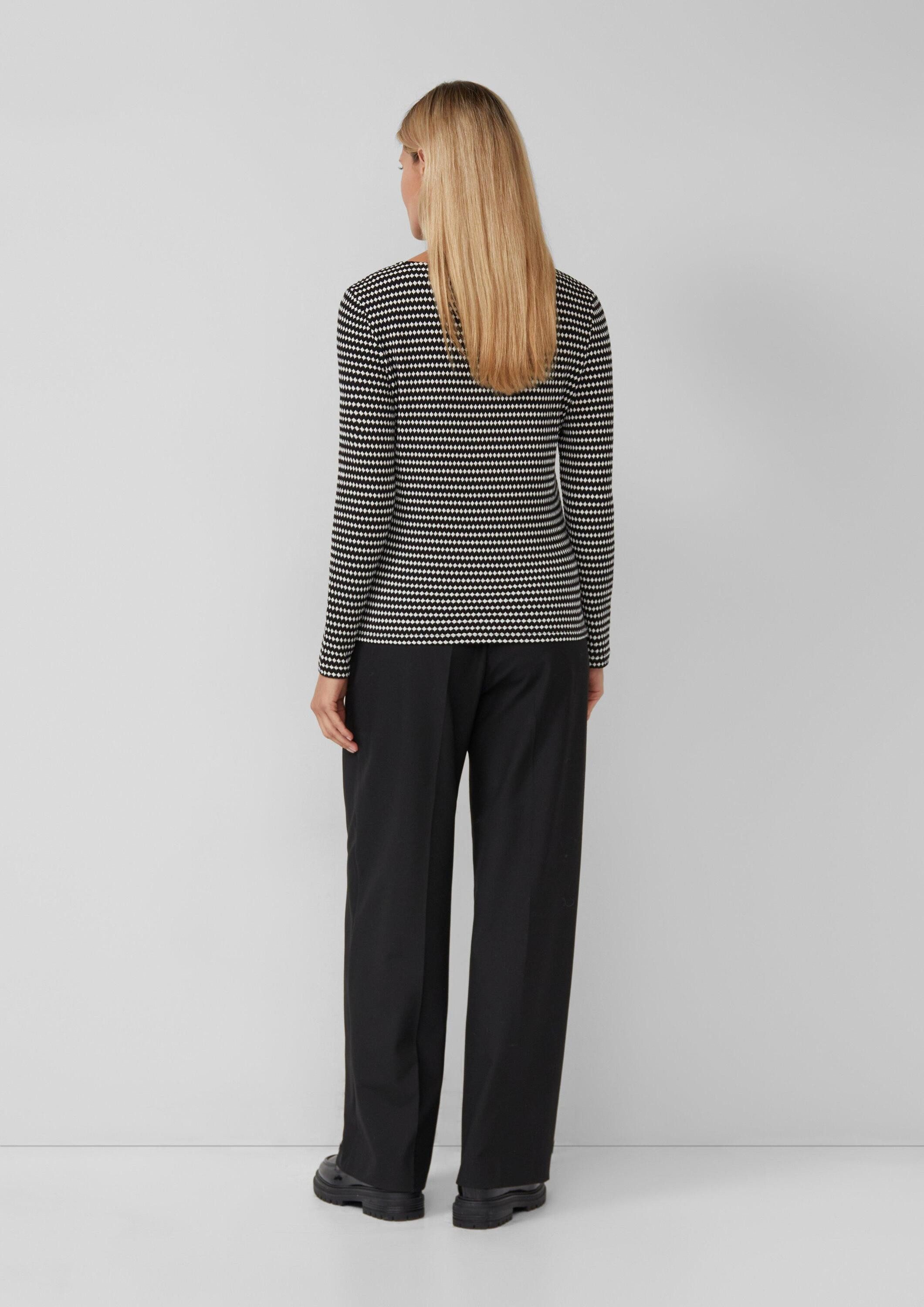 s.Oliver Langarmshirt T-Shirt Bicolor-Shirt mit Strukturmuster