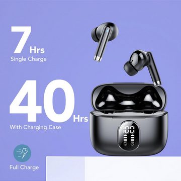 QXQ Kabellos Bluetooth 5.3 mit 4 ENC Mikrofon Tiefer Bass 40 Std Spielzeit In-Ear-Kopfhörer (Geräuschunterdrückungstechnologie reduziert Umgebungsgeräusche um bis zu 90% für klare Gespräche., IP7 Wasserdicht Ohrhörer, Tragbares Design, USB-C,Touch Control)