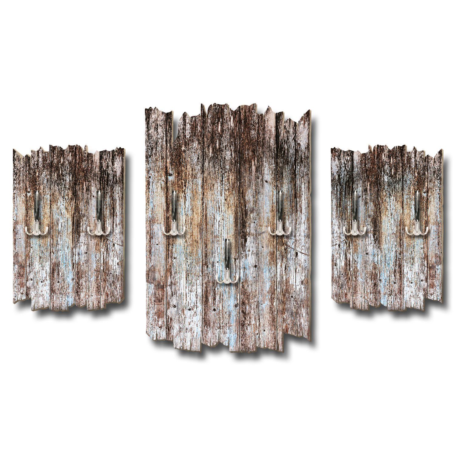 Kreative Feder Wandgarderobe Holzoptik dunkel (3 St), Dreiteilige  Wandgarderobe, Holz, Wandbild, Wanddeko, Baum, Natur, Landschaft, DTGH123