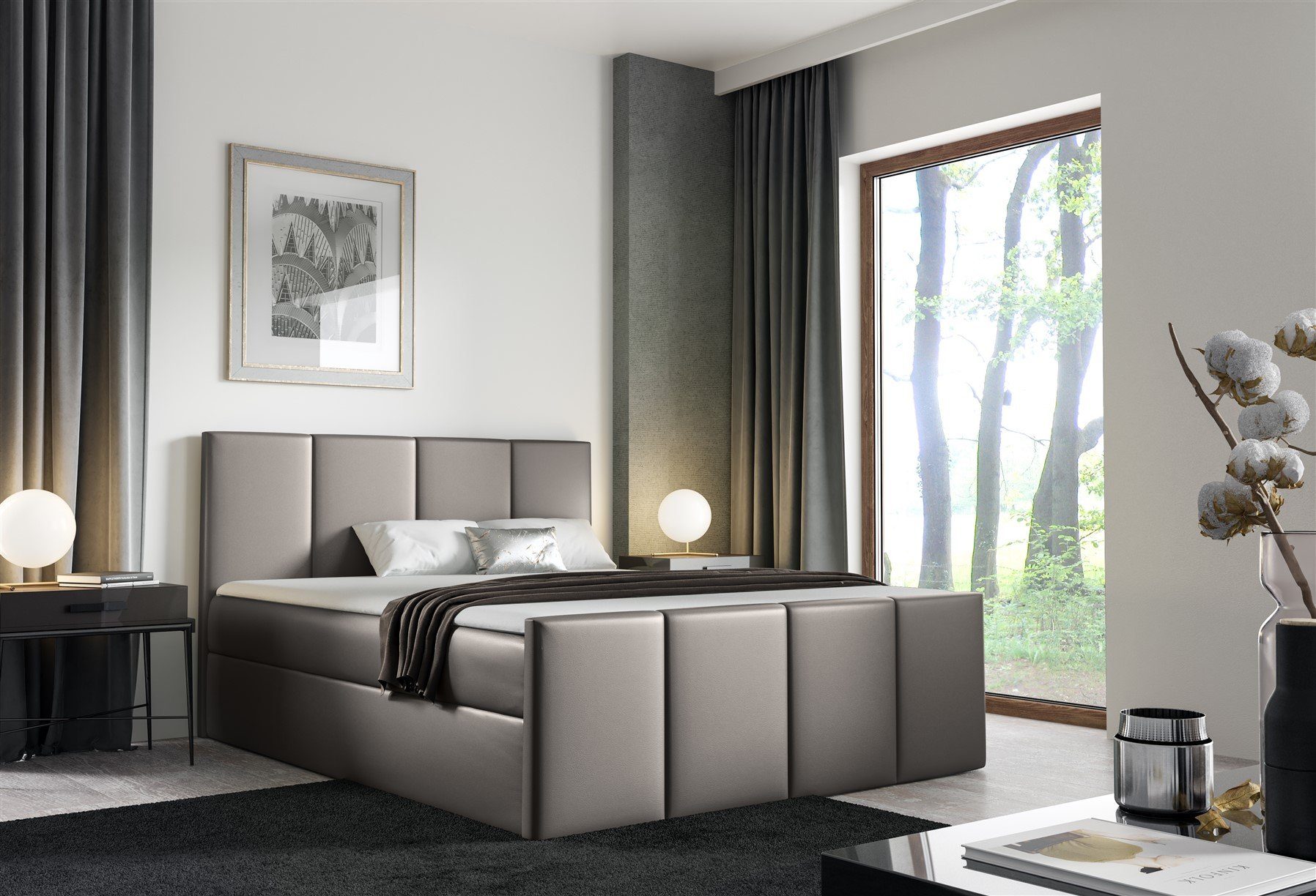 Fun Möbel Boxbett Schlafzimmerbett SVERRE in Kunstleder Madryt (inkl. Kaltschaumtopper), gepolstertes Fußteil