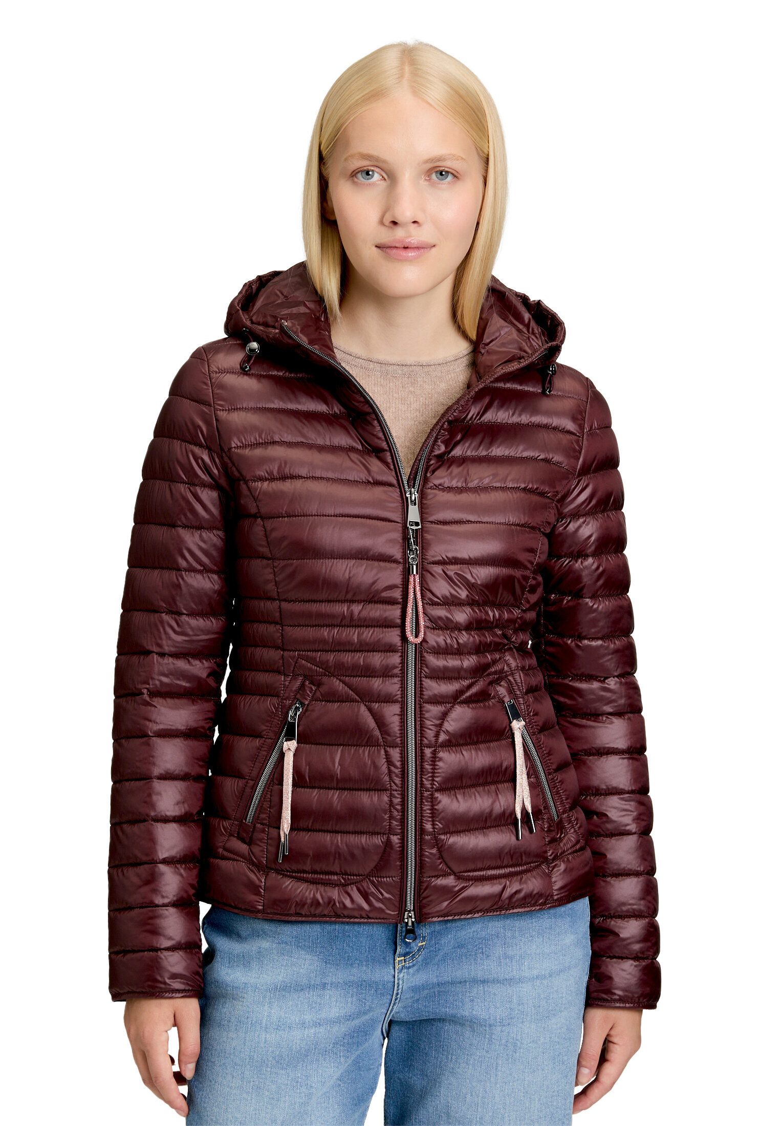 Cartoon Steppjacke Damen mit Reißverschlusstaschen
