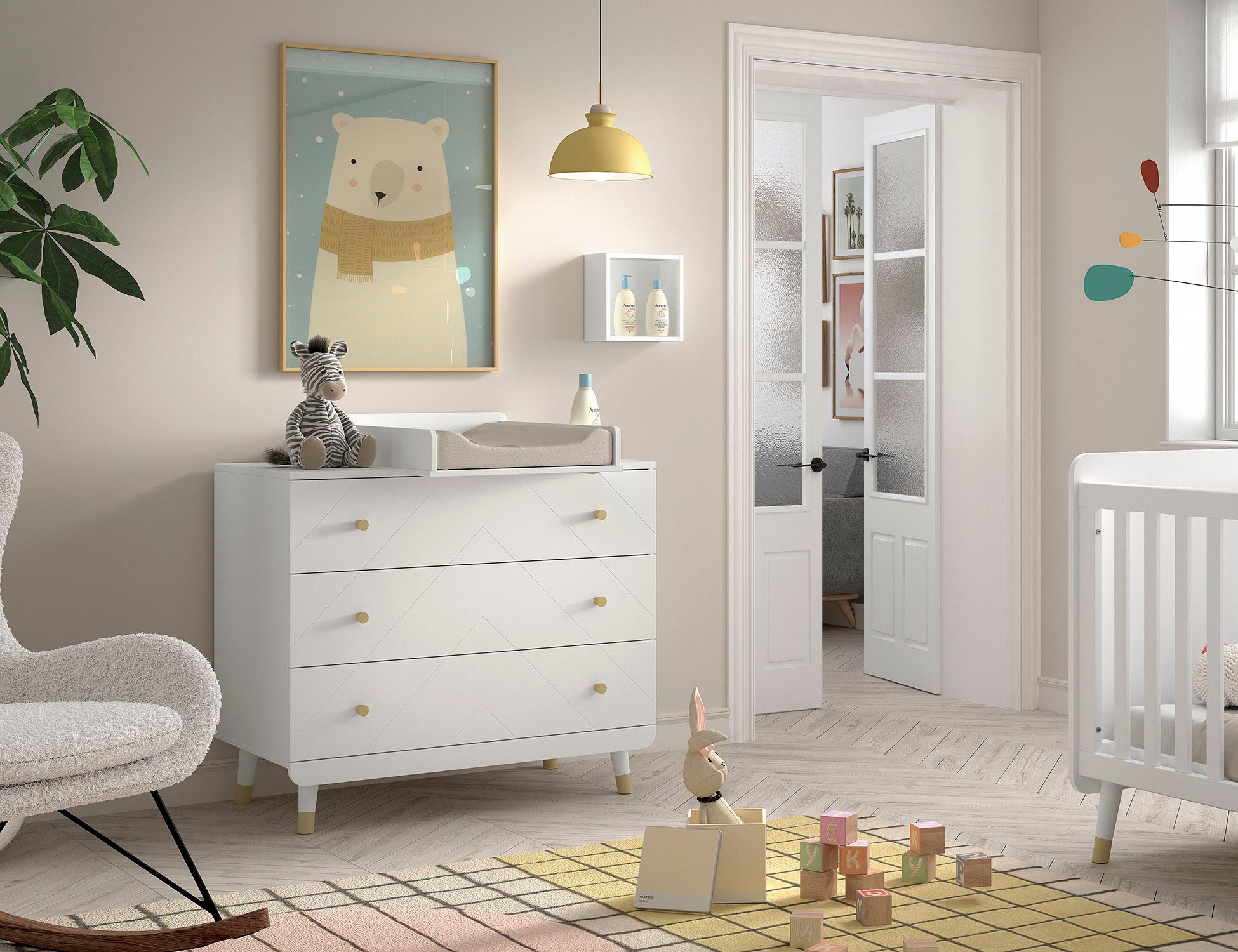 Vipack Babymöbel-Set, (Made in Europe), best. aus Schubladen-Kommode und Wickelaufsatz, Ausf. Weiß