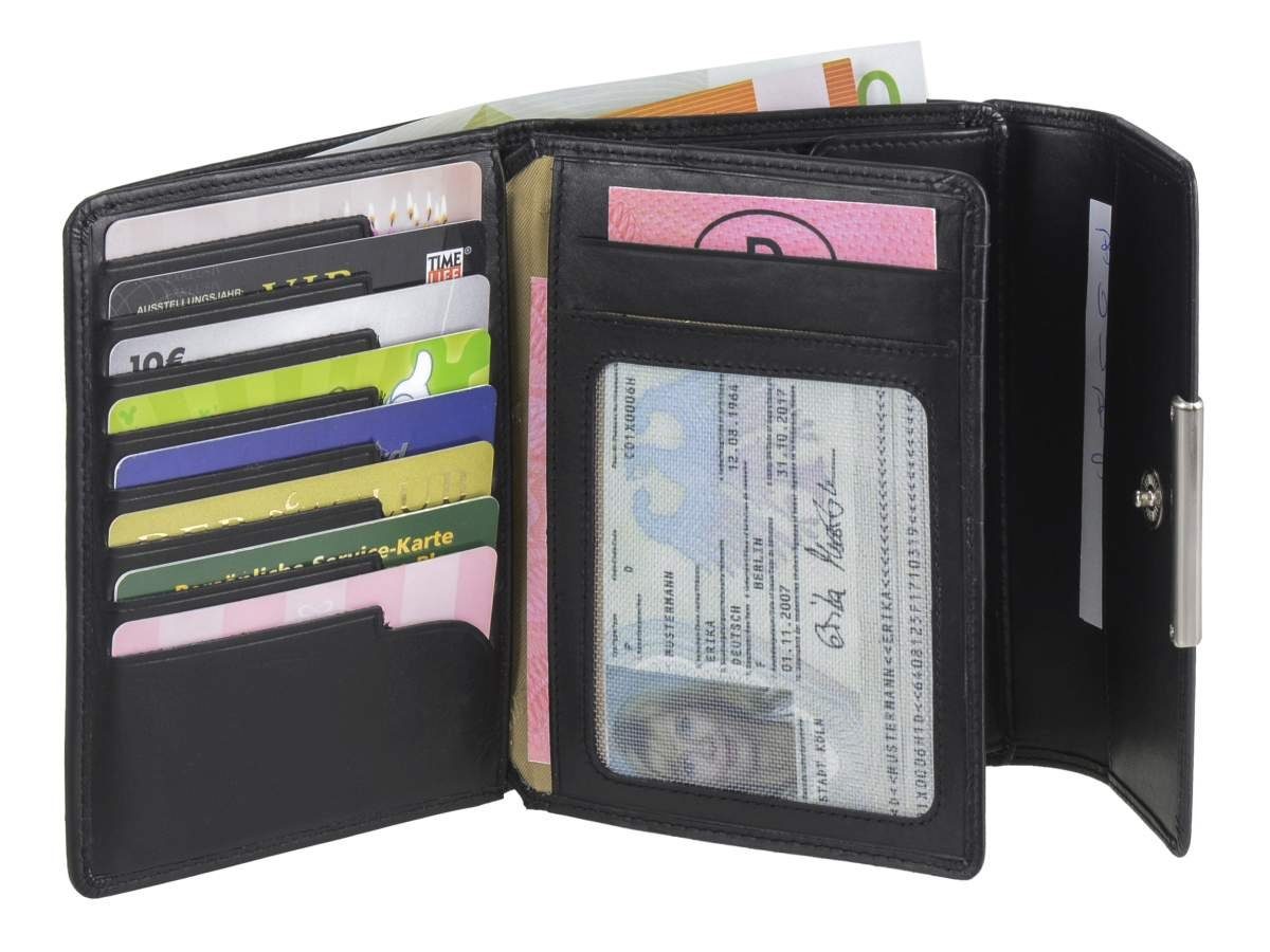 20 Kartenfächer gegen Datendiebstahl, schwarz Helena, Portemonnaie, RFID groß, Schutz Esquire Geldbörse