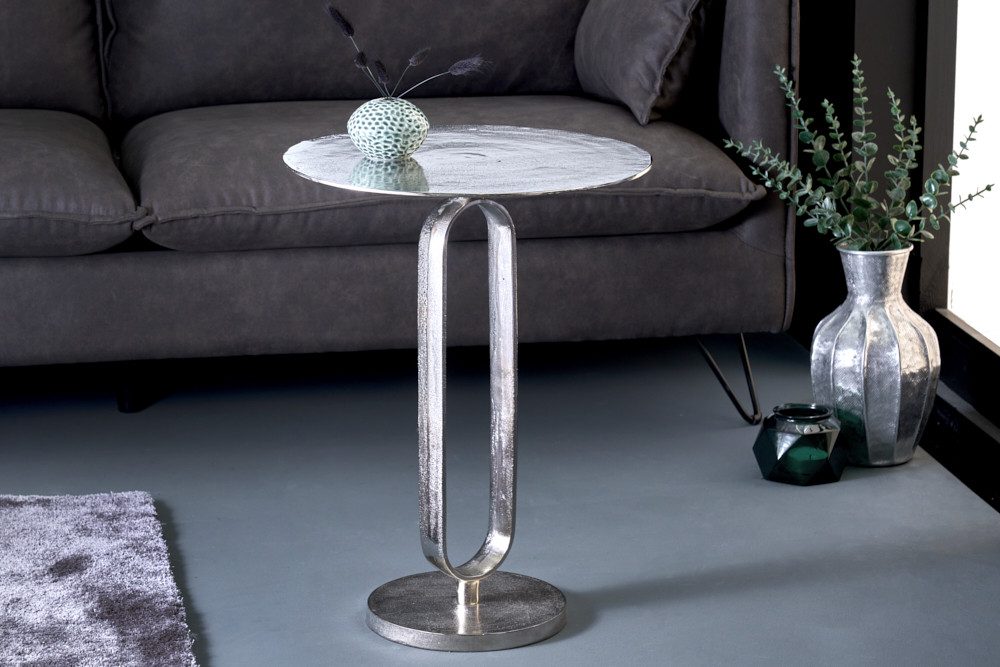 riess-ambiente Beistelltisch ELEGANCE 60cm silber (Einzelartikel, 1-St), Wohnzimmer · Aluminium-Metall · rund · handmade · Modern Design