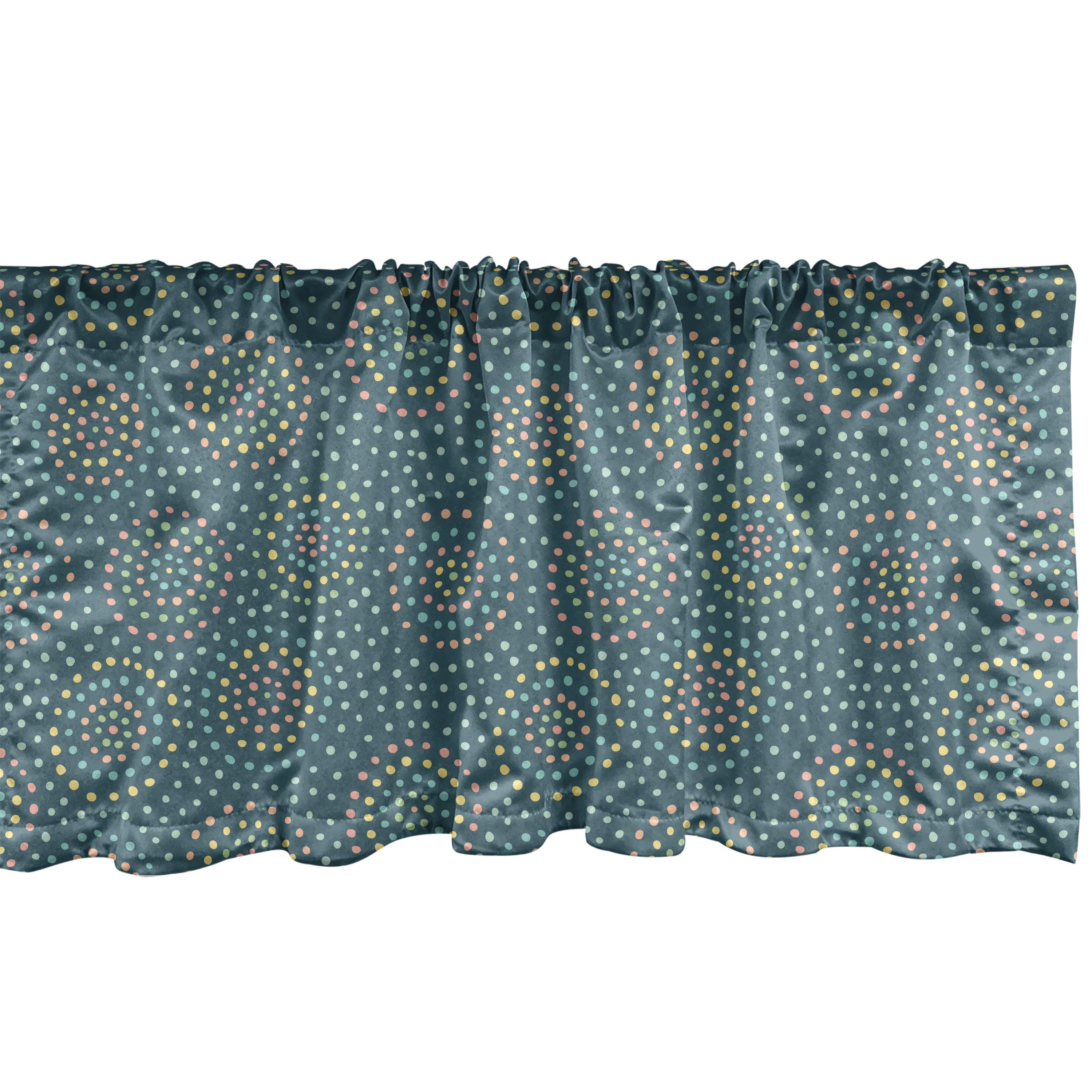 Scheibengardine Vorhang Volant für Küche Schlafzimmer Dekor mit Stangentasche, Abakuhaus, Microfaser, Abstrakt Bunter geometrischer Spots