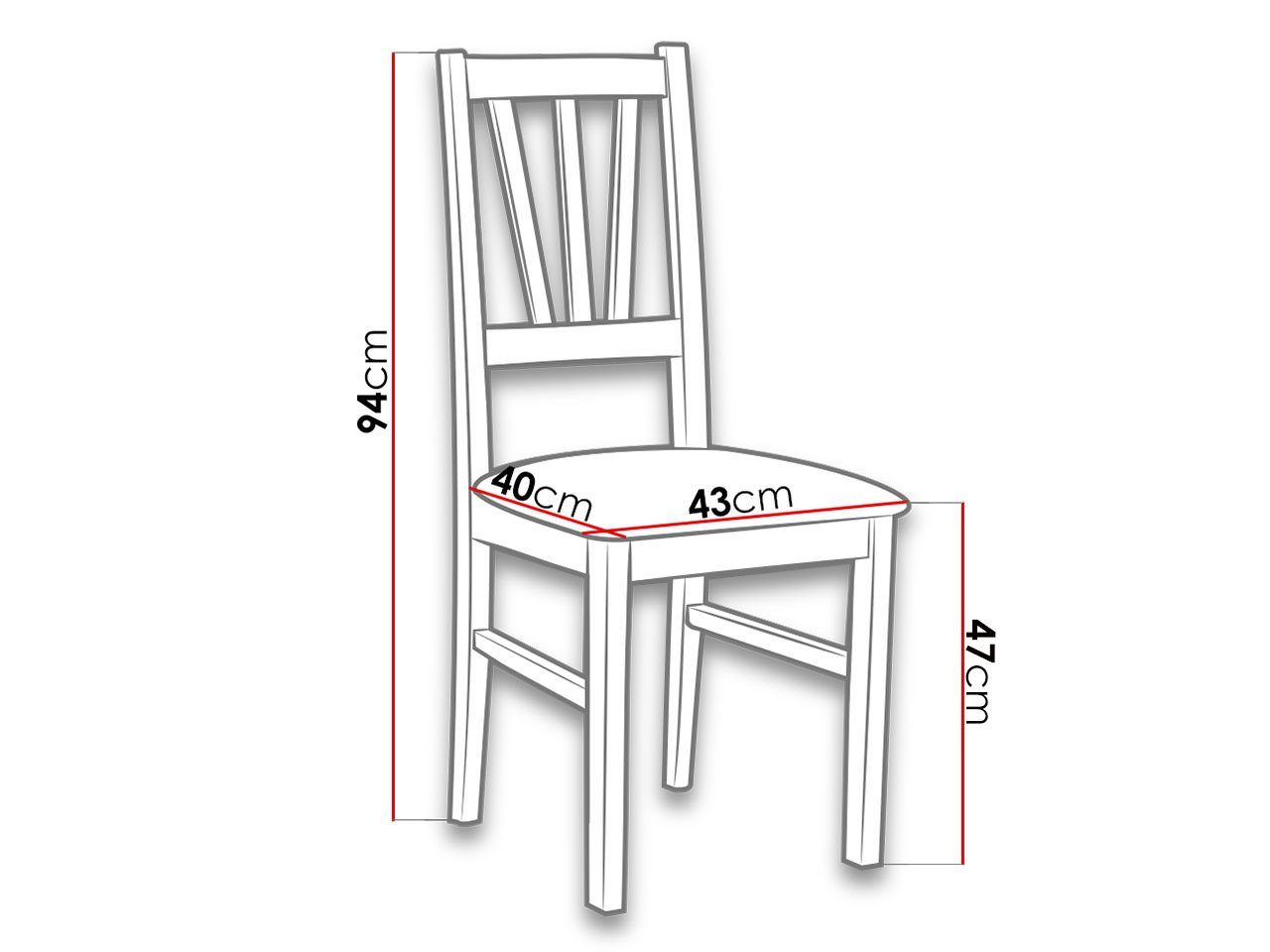 Stuhl 43x40x94 aus (1 MIRJAN24 cm Buchenholz, V Bos Stück),