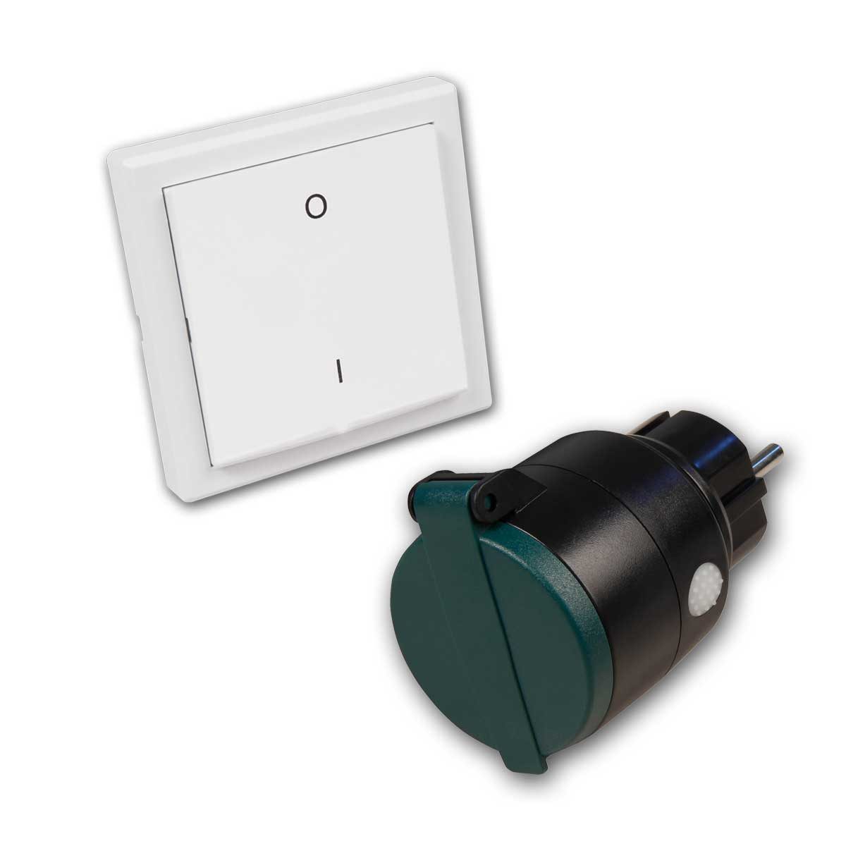 McPower Funksteckdose Funk-Steckdose-Set IP44 & Schalter "COMFORT" 230V