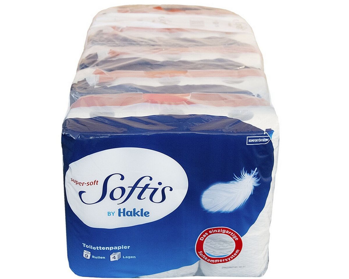 HAKLE Toilettenpapier Softis super-soft (54-St), 4-lagig, weiß mit Prägung, 100 Blatt/Rolle