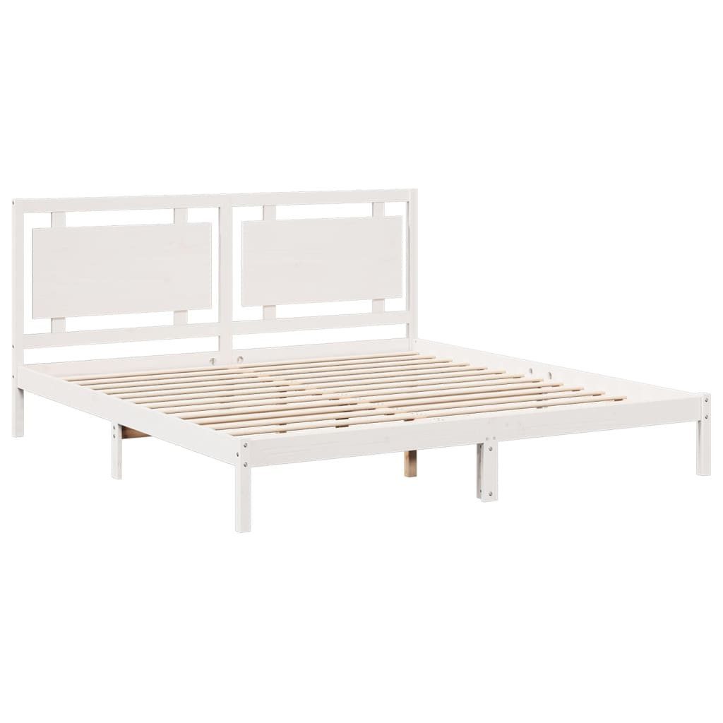 vidaXL Bett Massivholzbett Extra Lang ohne Matratze Weiß 200x220 cm