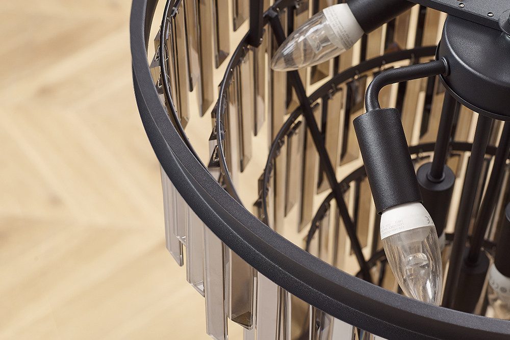 riess-ambiente Kronleuchter KRISTALL 50cm grau – Hängeleuchte mit Glasprismen & schwarzem Eisen, keine besonderen Funktionen, ohne Leuchtmittel, Luxus-Wohnacces – Bild 4 von 5