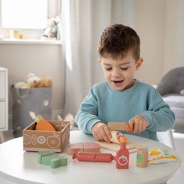 howa Spiellebensmittel Schlemmerbox, (11-tlg), Schneideset aus Holz für Kaufladen oder Kinderküche