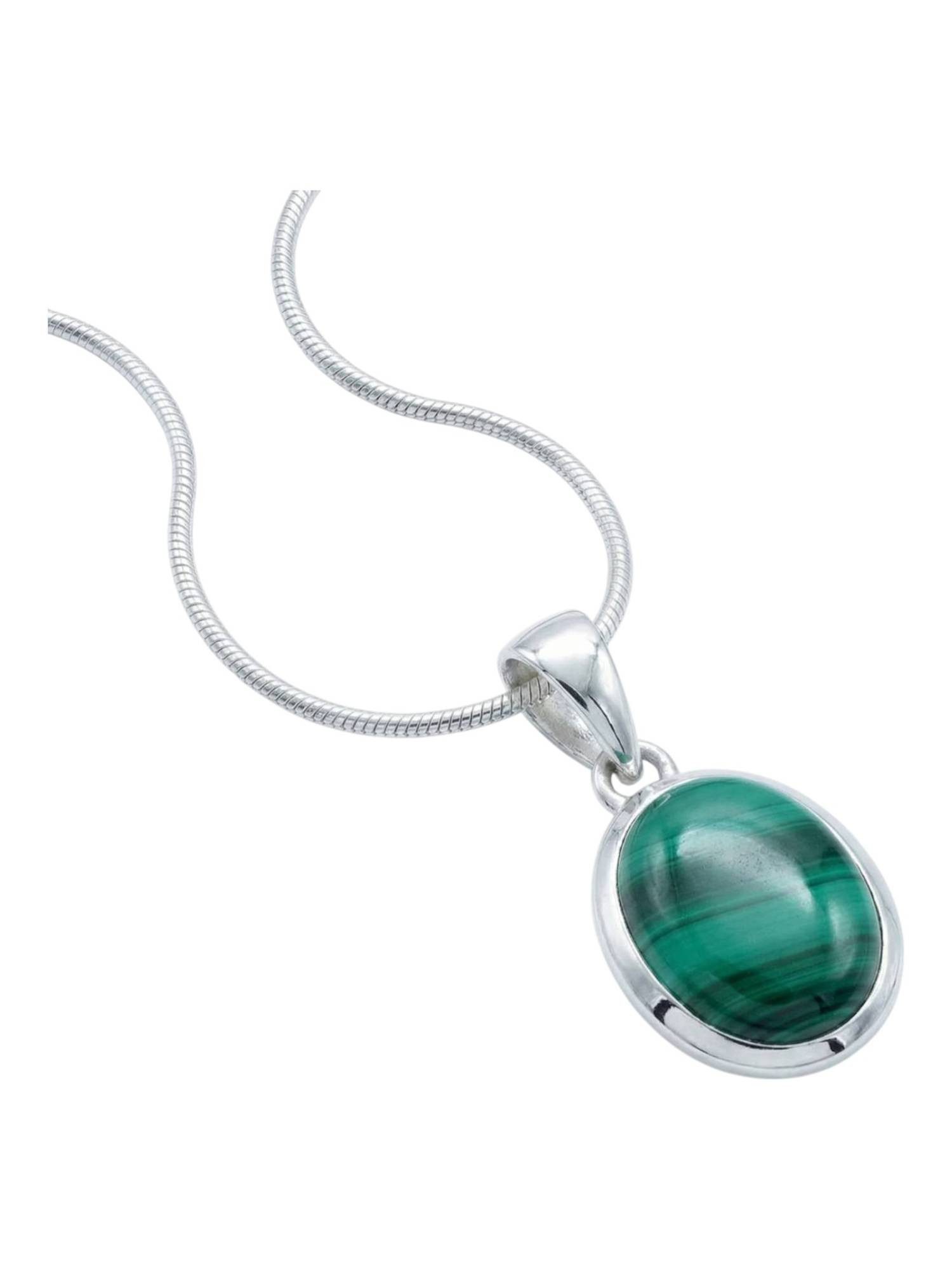 Kette mit Anhänger MIALE oval aus 925 Silber mit Malachit