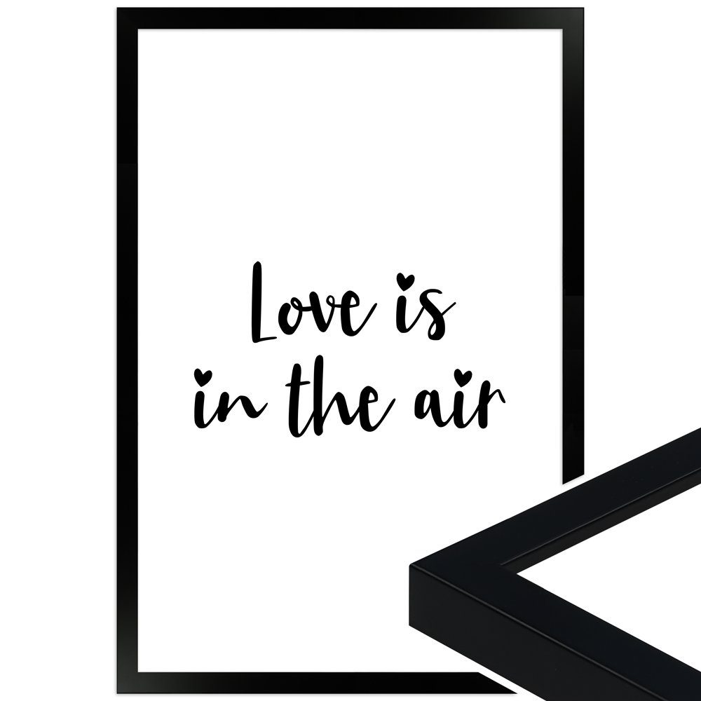 WANDStyle Bild mit Rahmen Love is in the air, Poster mit Spruch