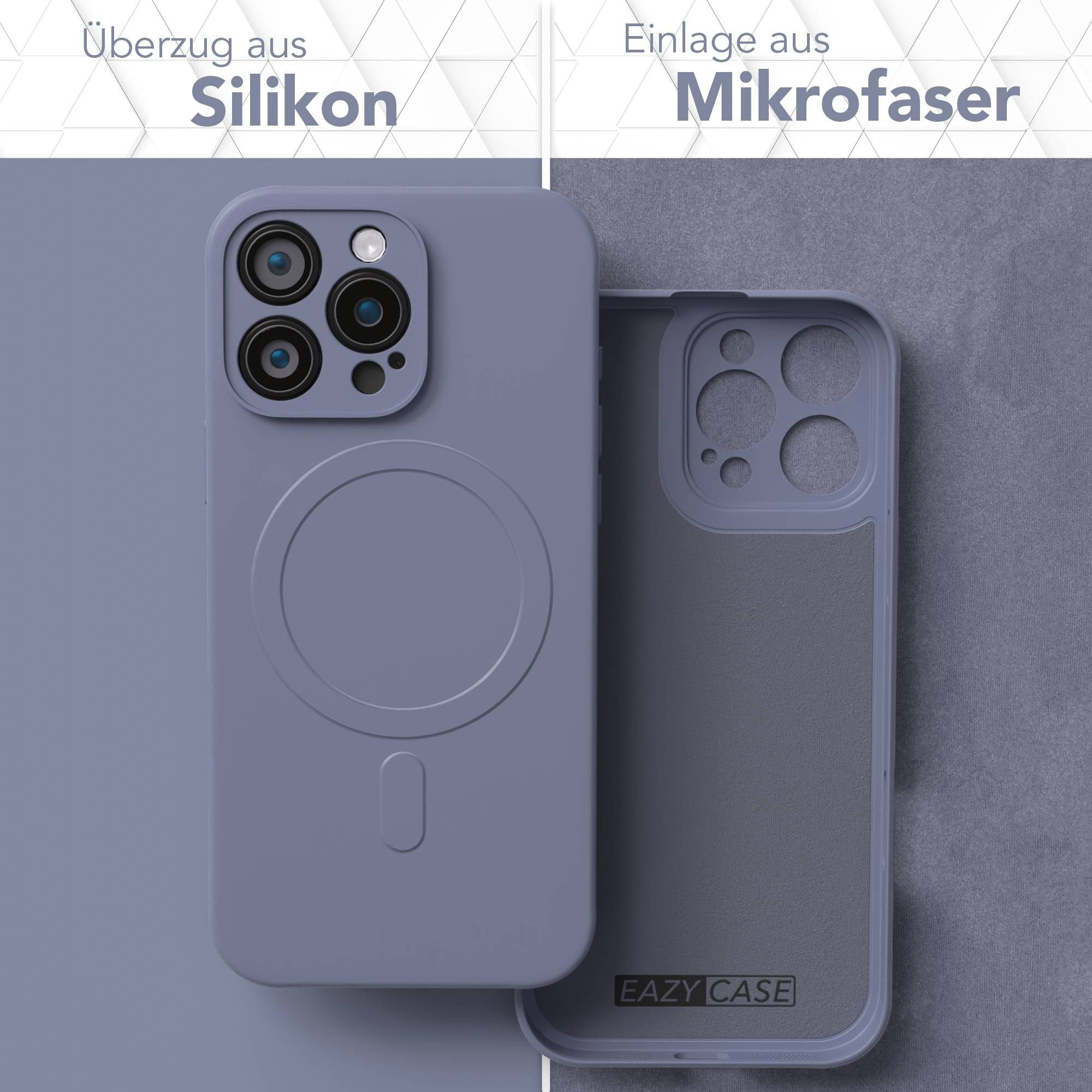 EAZY CASE Handyhülle für Apple iPhone 16 Pro Max Hülle Silikon 6,9 Zoll, Backcover MagSafe rutschfestes Soft-Touch Silikon matt Stahlblau