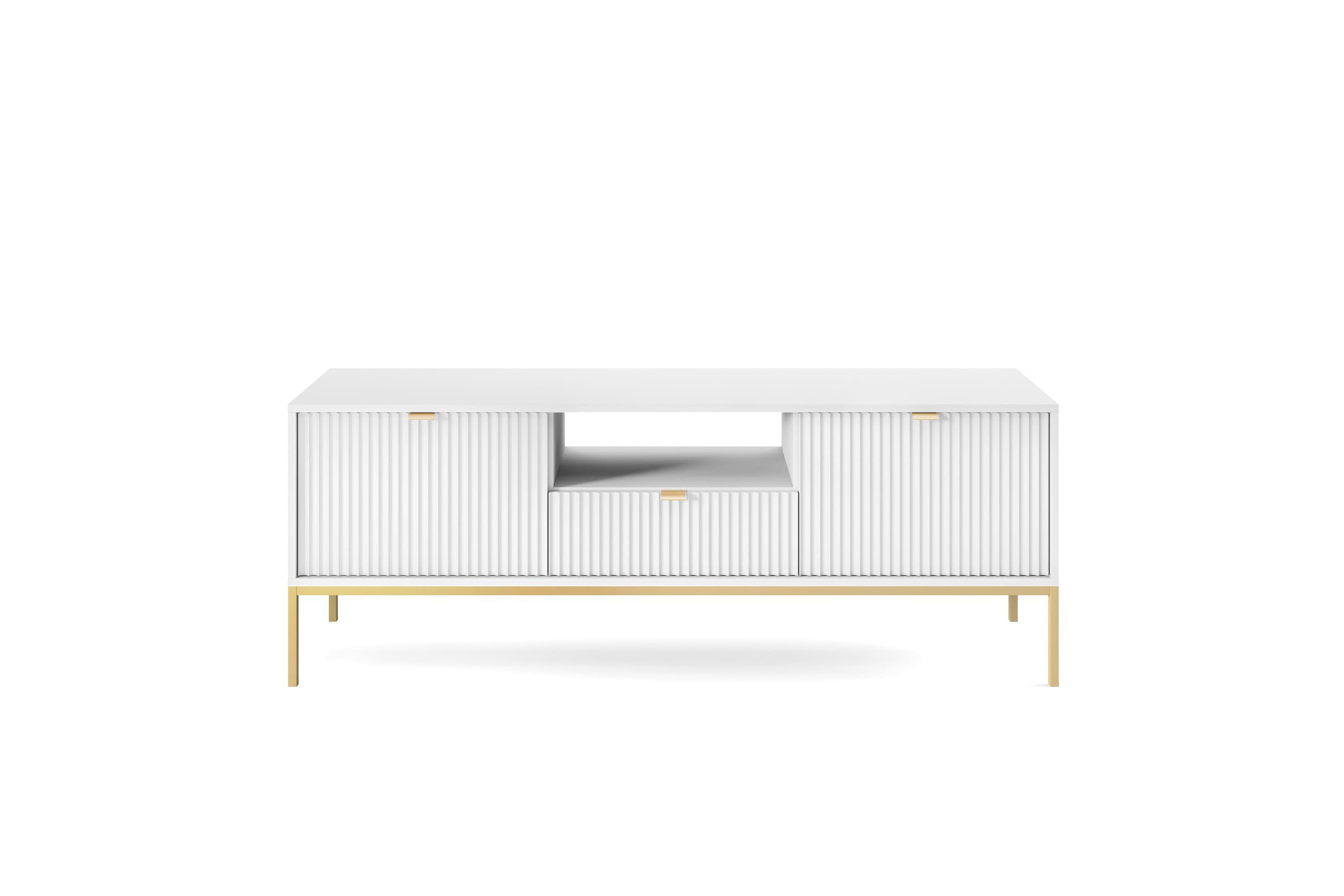 MOEBLO TV-Board Light RTV154 (Lowboard Fernsehtisch TV Bank TV Tisch Fernseher Tisch TV Möbel - RTV-Schrank, geriffelt, moderne), (HxBxT):56 x154x39 cm