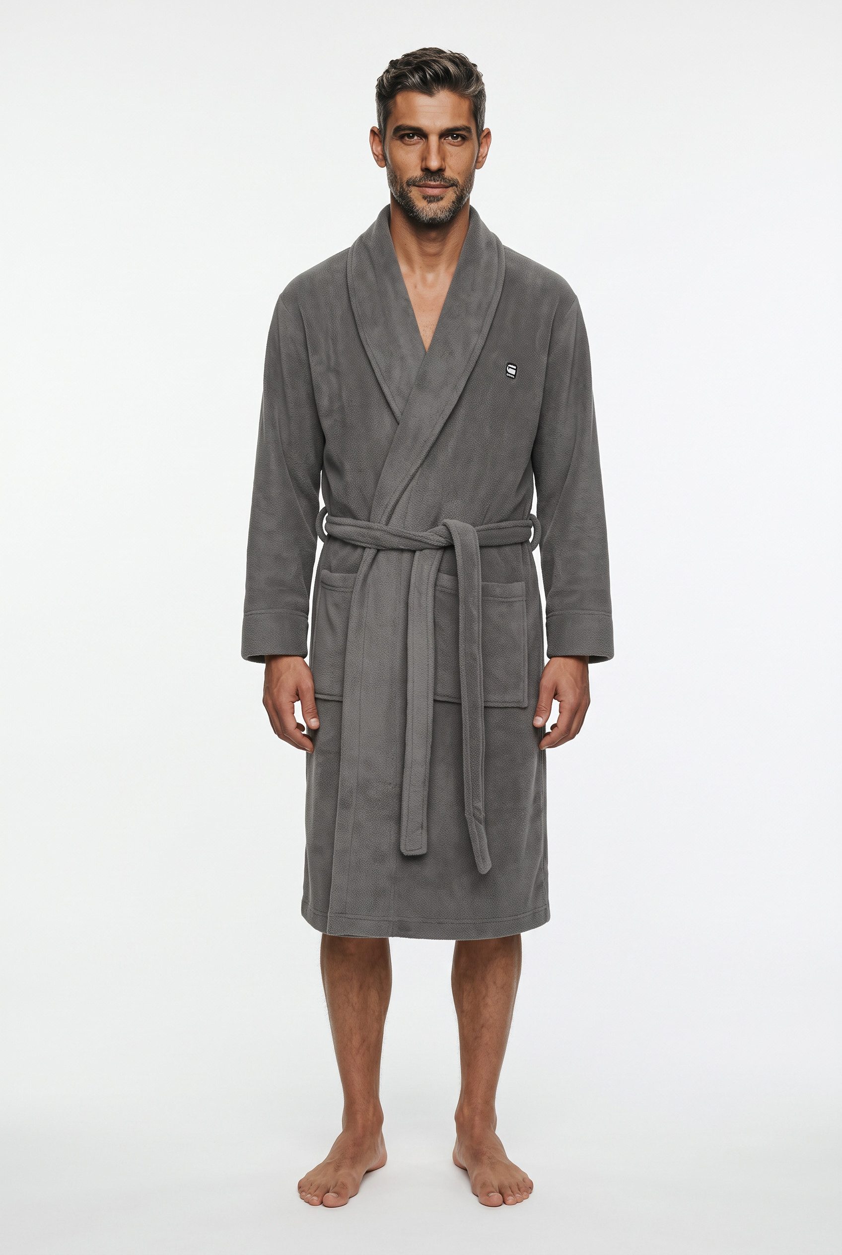 G-STAR Bademantel ARGON, DRESSING GOWN, Midilänge, Kunstfaser, Schalkragen, Gürtel, Morgenmantel mit Schalkragen