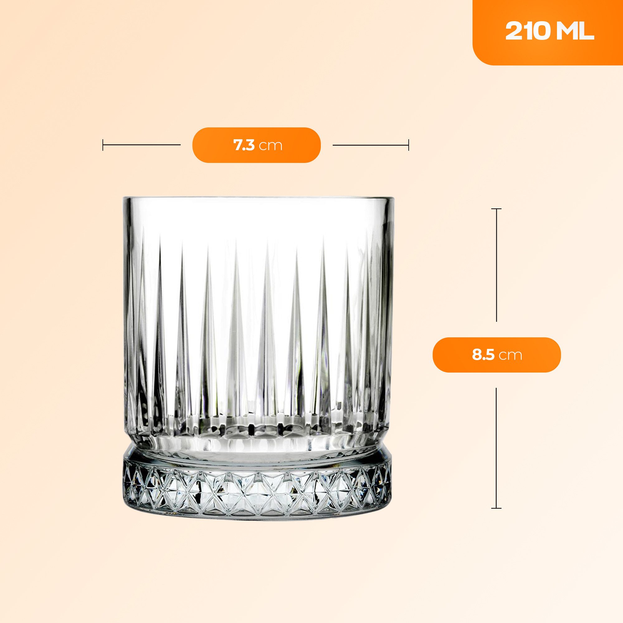 Pasabahce Gläser-Set Elysia Whiskeyglas, 4-tlg., Glas, 4er Set, 210ml, ideal für Whisky, Bourbon oder Cocktails
