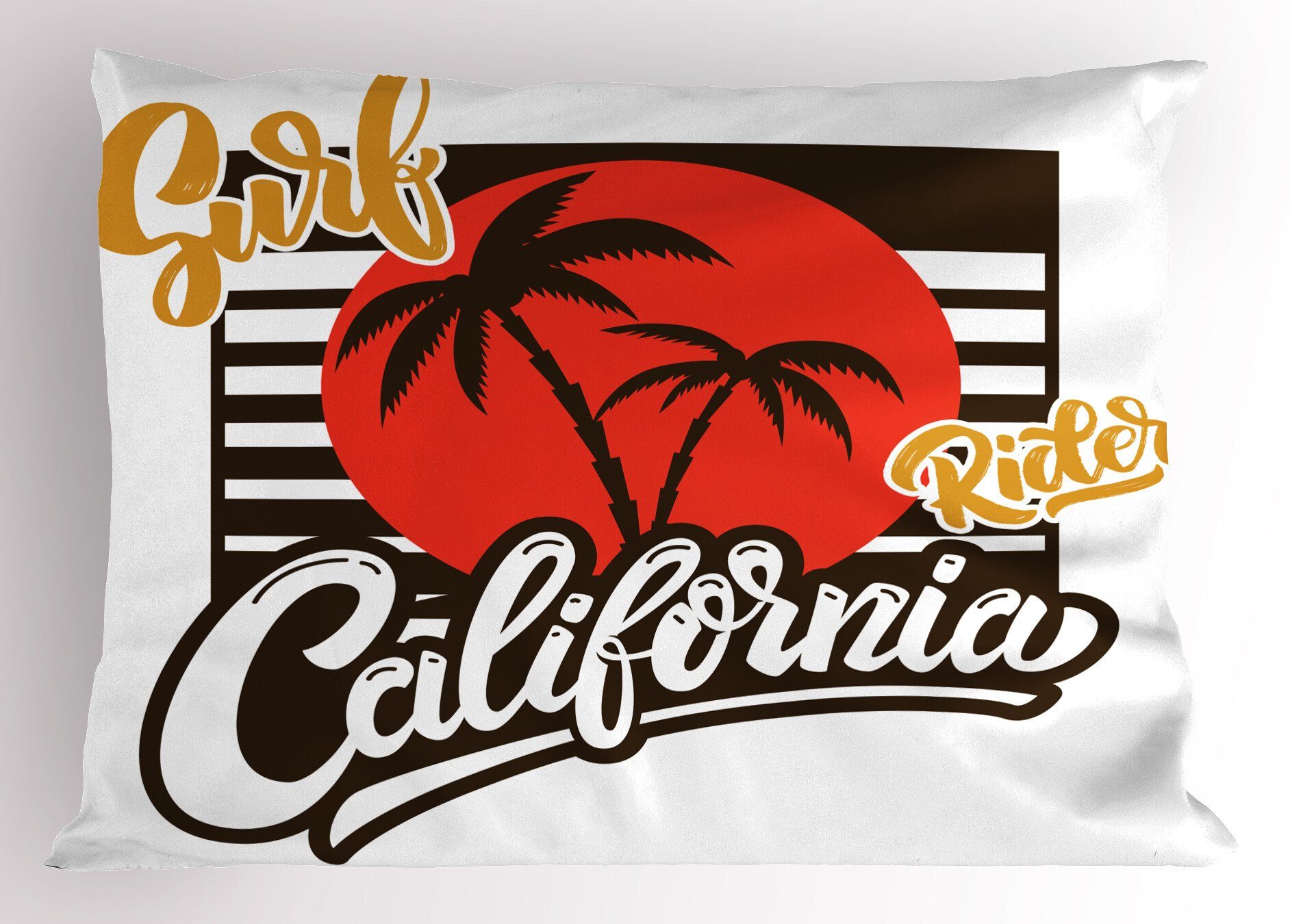 Kissenbezüge Dekorativer Standard King Size Gedruckter Kissenbezug, Abakuhaus (1 Stück), Grafik-Strand Surfer Kalifornien Kunst