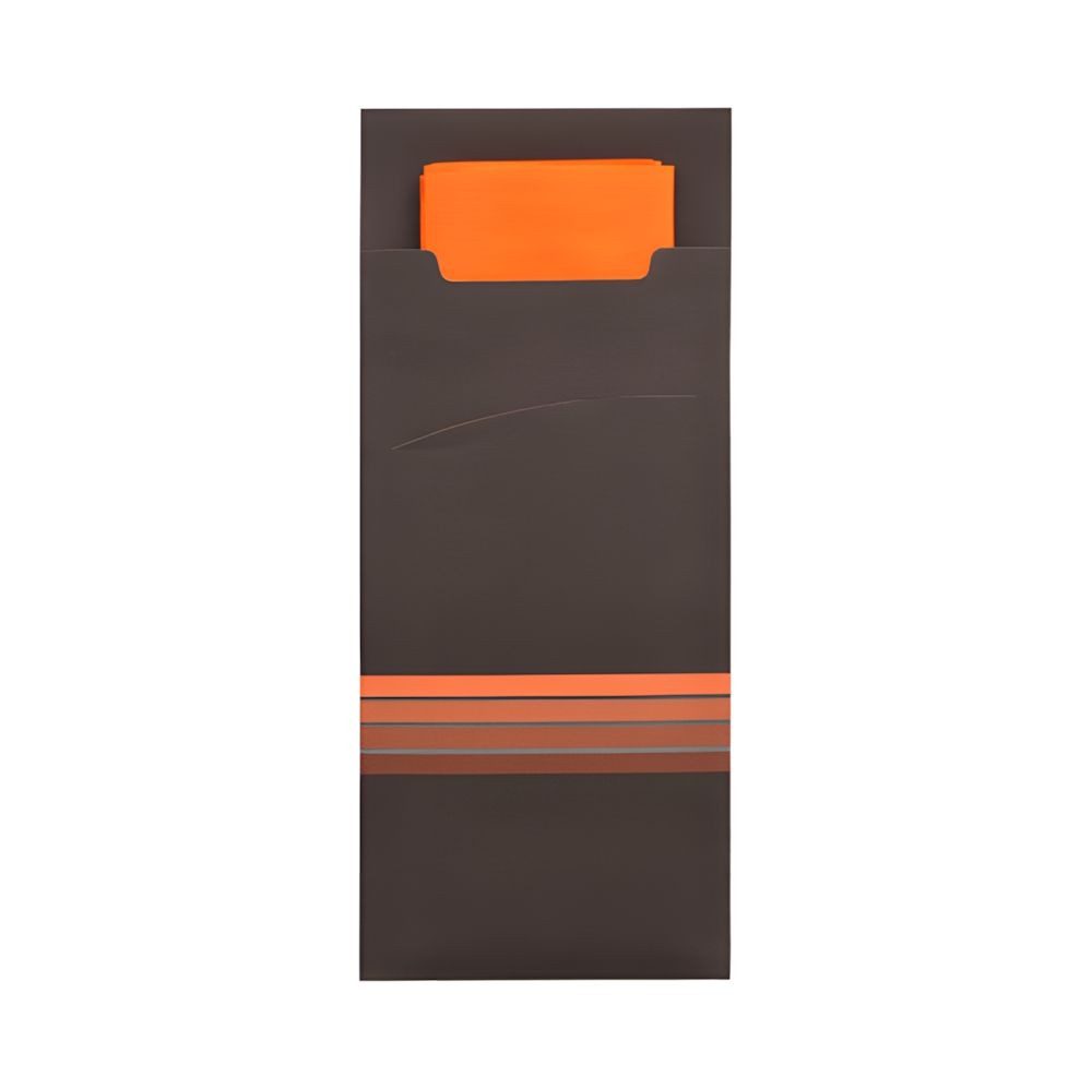 PAPSTAR Papierserviette 520x Bestecktaschen 20 x 8,5cm schwarz/orange Stripes + Serviette