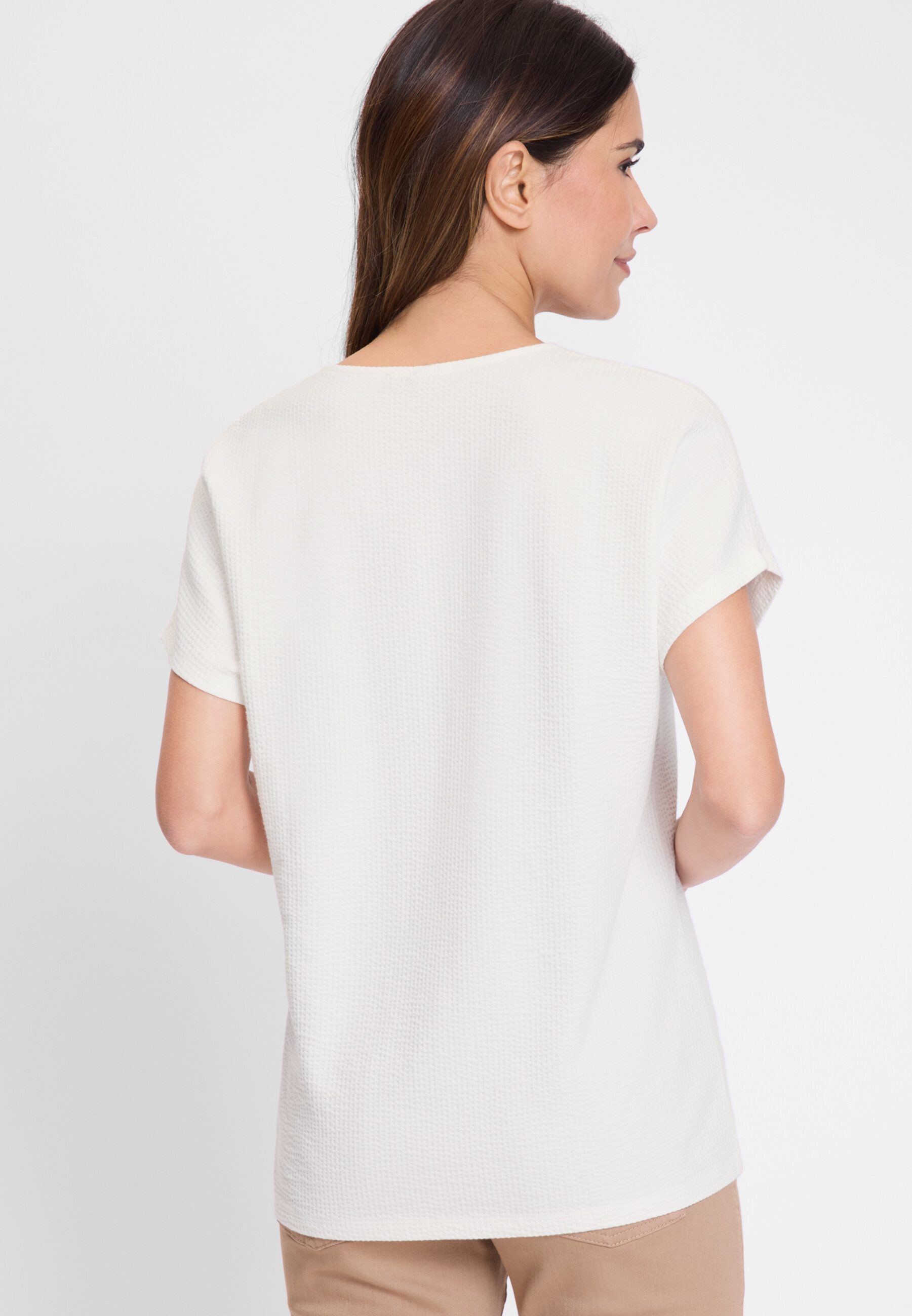 Olsen T-Shirt mit Waffelstruktur