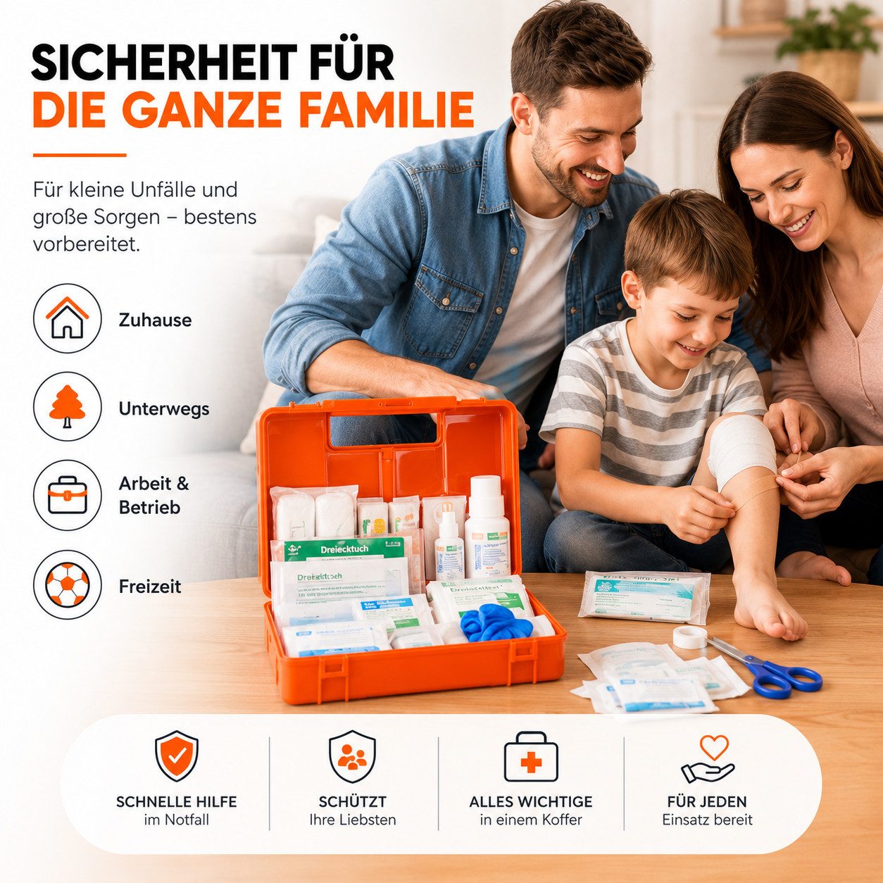 toolmate® Erste-Hilfe-Koffer Erste-Hilfe-Koffer DIN 13157:2021 mit Wandhalterung, orange, (Set), DIN 13157:2021 – Bild 5 von 5