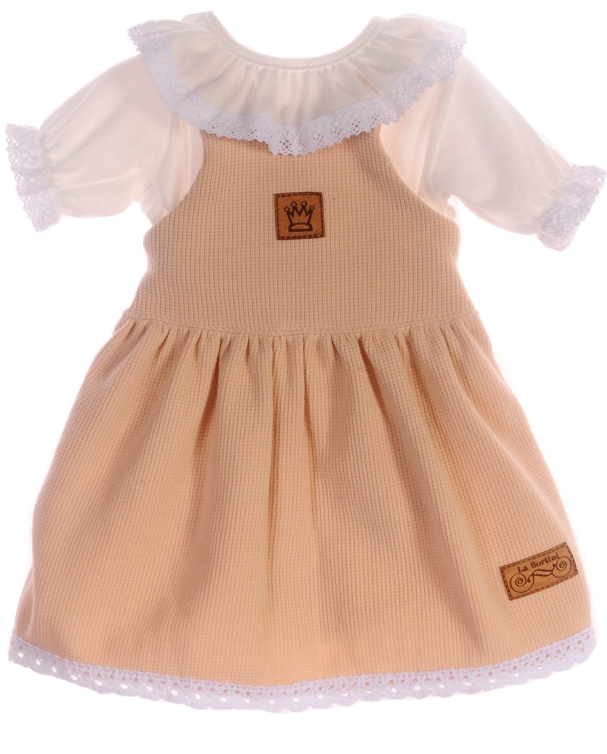 La Bortini Trägerkleid Baby Kleid und Body Latzkleid Trägerrock Kurzarmbody mit Rüschen, Spitzen, 50 56 62 68 74 80 86 92 98