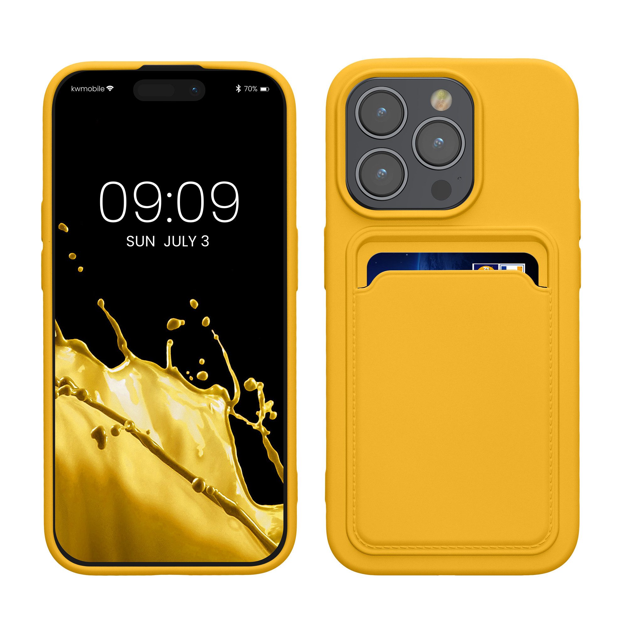 kwmobile Handyhülle Hülle für Apple iPhone 15 Pro, Handyhülle mit Fach für Karten - Handy Cover Case