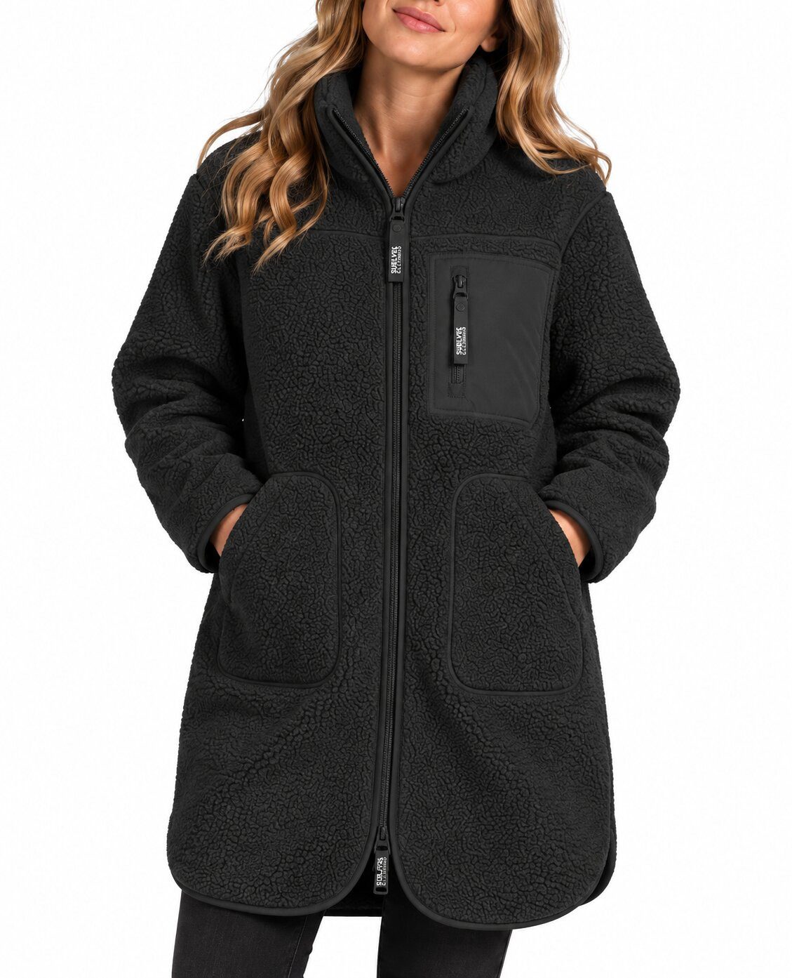 SUBLEVEL Fleecejacke Damen Teddy Fleece Mantel Jacke Lang geschnitten kuschelig Perfekte Passform Hochwertige Verarbeitung, Angenehm weich & warm