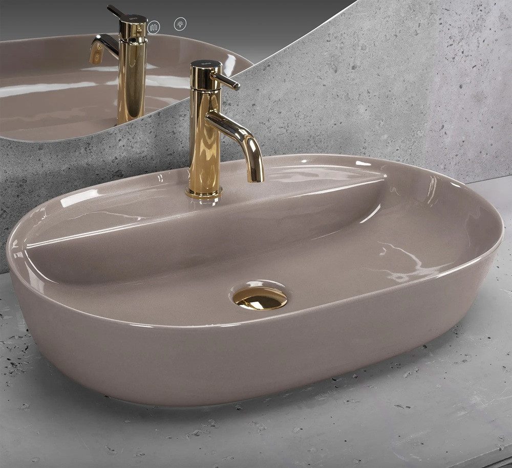wohnwerk.idee Aufsatzwaschbecken Design-Waschbecken oval, Keramik, mit günstig online kaufen