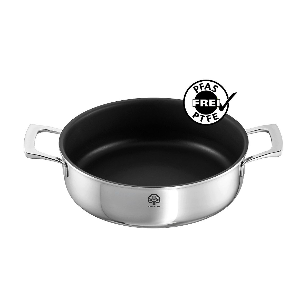SCHULTE-UFER Schmortopf Quasar, Edelstahl (1 x Schmorpfanne, 1 x Deckel), 24 cm, mit UniverSUS®, backofen- und spülmaschinengeeignet