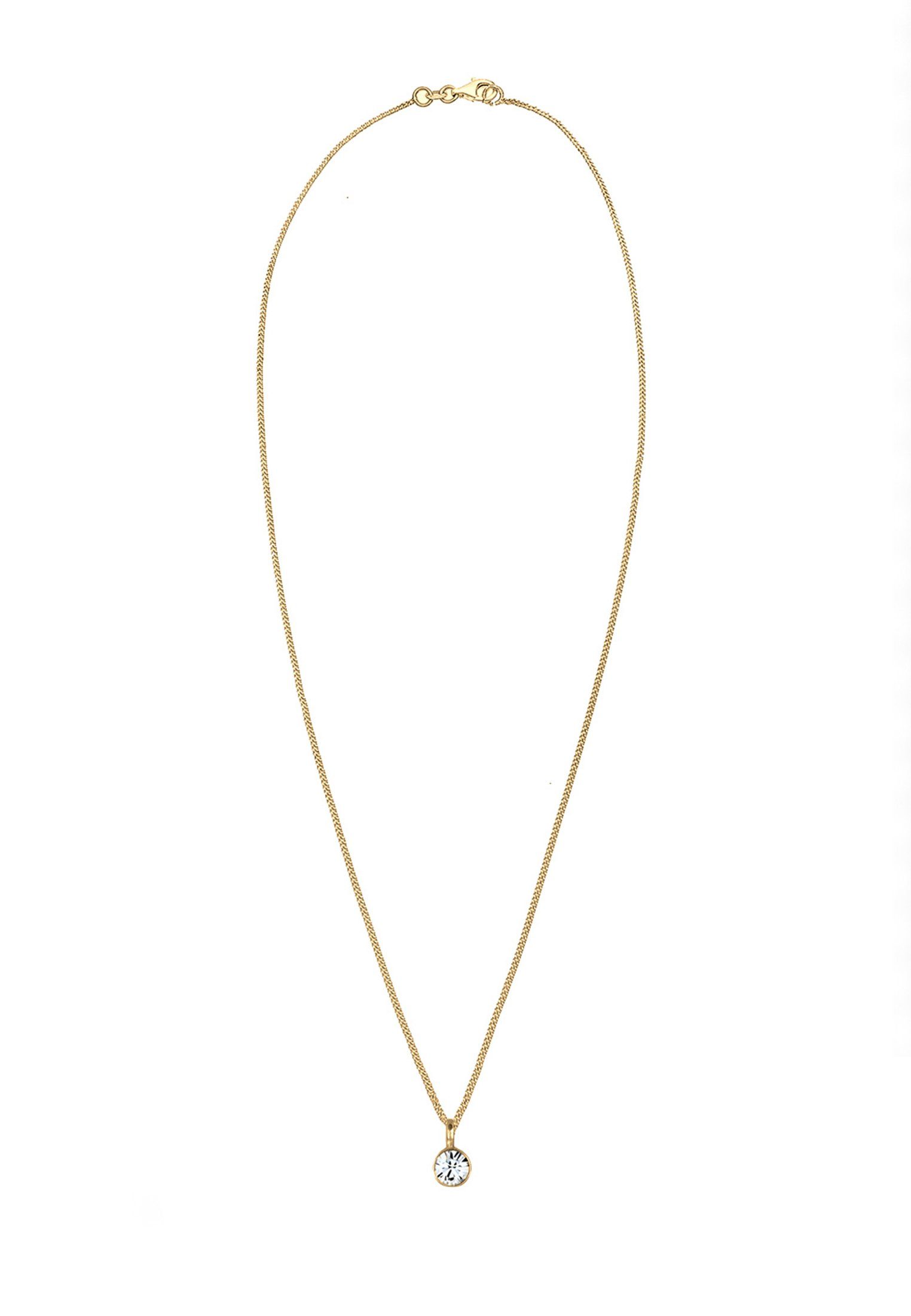 Elli Kette mit Anhänger Solitär Rund mit Kristallen von Swarovski® 925 Silber, Kreis