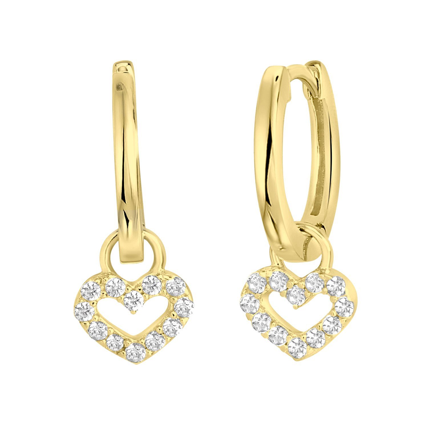 LUCARDI Paar Creolen Ohrring - 925 Silber - Gold - Zirkonia - Kinder