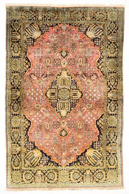 Teppich Ghom Seide Teppich handgeknüpft pink, morgenland, rechteckig, Höhe: 5 mm