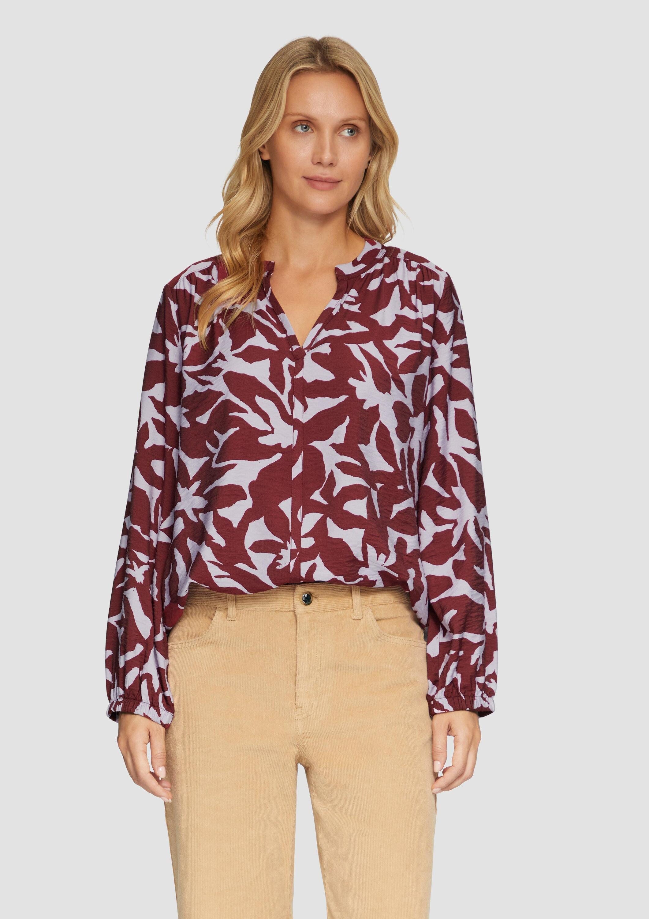 s.Oliver Langarmbluse Bluse Strukturierte Viskose-Bluse mit All-over-Print günstig online kaufen
