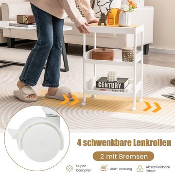 COSTWAY Rollwagen, Küche, schmal, mit Rollen & abnehmbarem Tablett 40x26x61cm