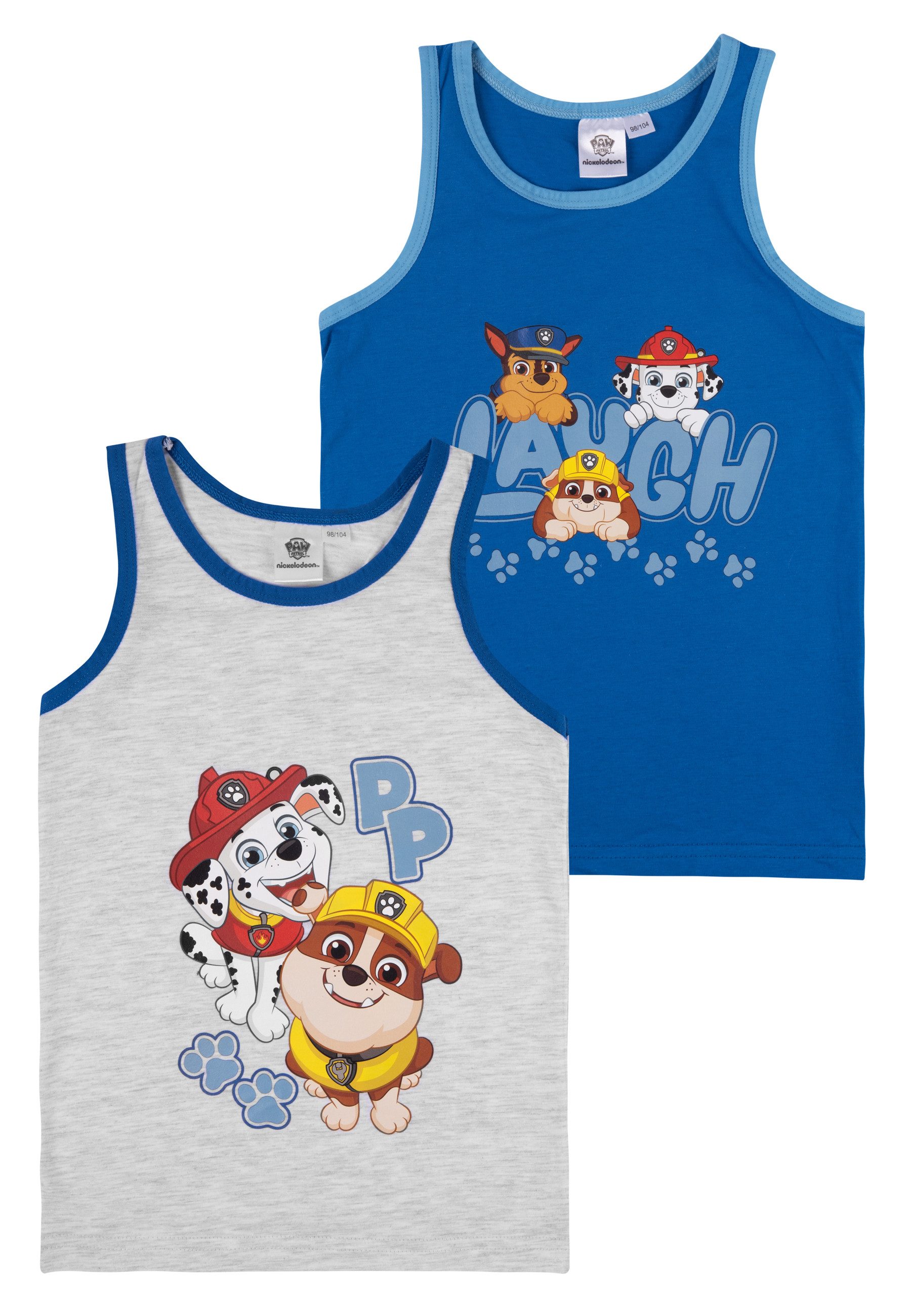 Unterhemd Paw Patrol Unterhemd Jungen Tank Top Hemdchen Blau/Grau (2er Pack)