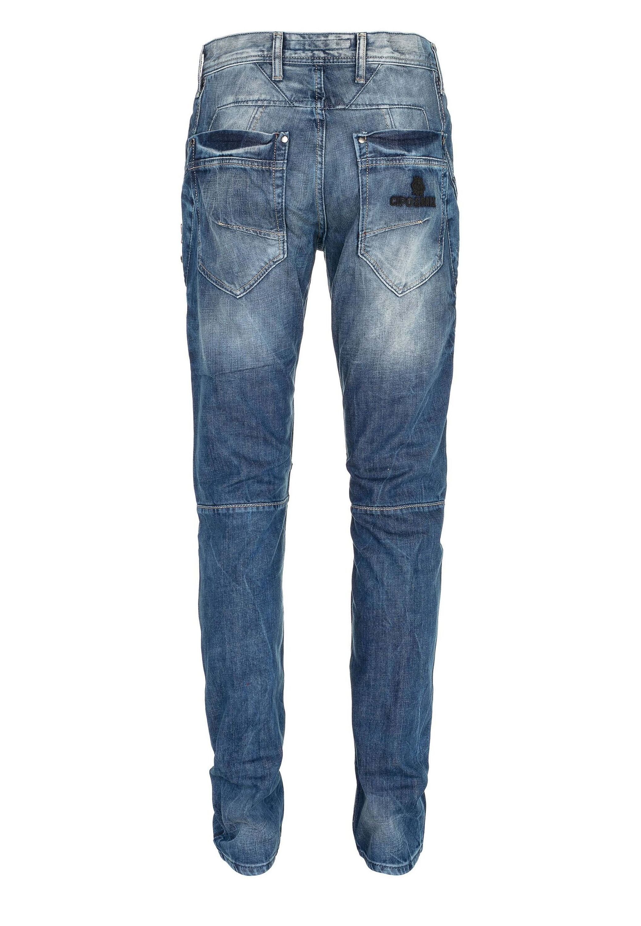 Cipo & Baxx Slim-fit-Jeans Jeans mit dekorativer Reißverschluss, CD-491