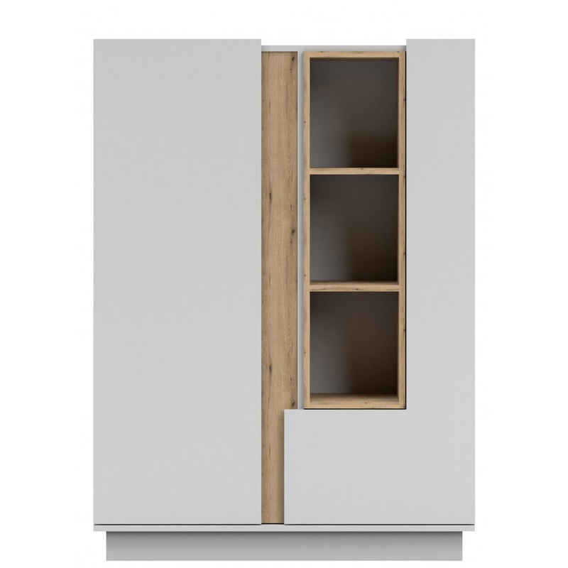 MOEBLO Highboard REYLA 07 (Bücherregal Sideboard Wohnzimmer Kommode Schlafzimmer Komodenschrank Highboard, Weiß oder Grau + Eiche Artisan Kleiderschrank 2-türig Schrank), (BxHxT):100x137x42cm