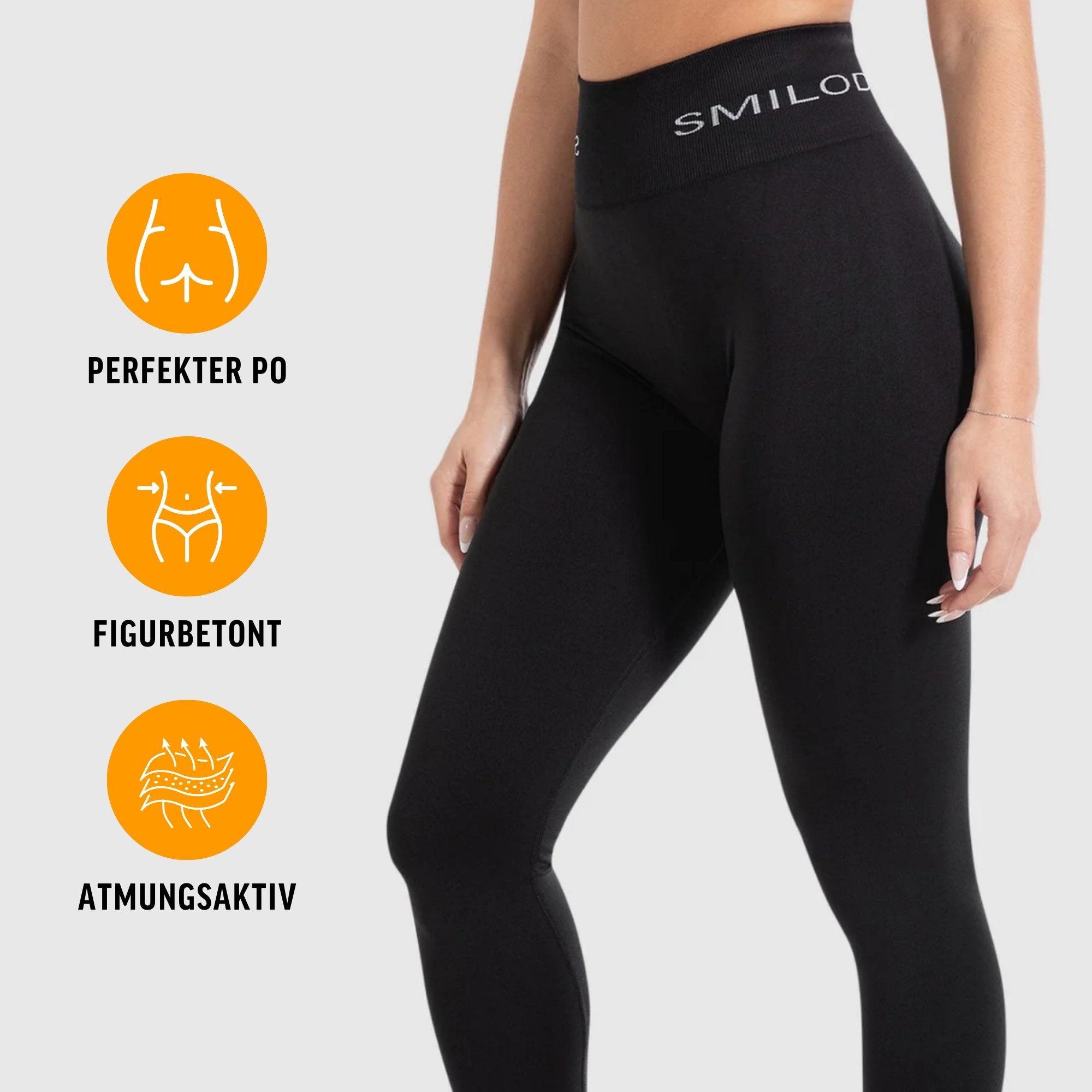 Smilodox Leggings Azura, Push Up Booy Fitnessleggings mit Schriftzug Sport & Alltag Scrunch Butt Squat-Sicher High Waist Seamless Yoga Gymhose Blickdicht