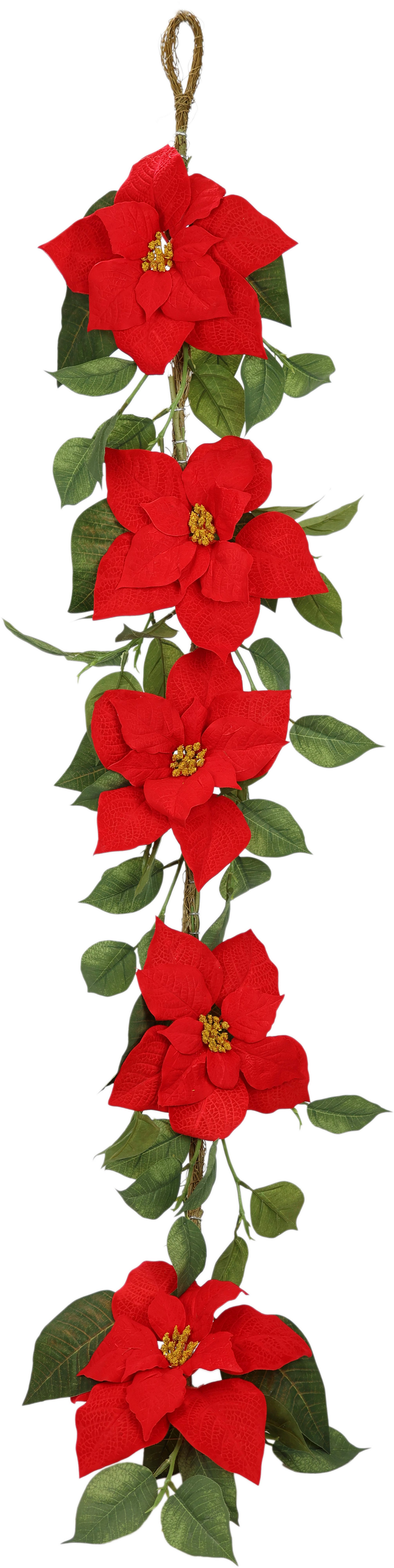 Kunstgirlande Poinsettiaranke, I.GE.A., Höhe 115 cm, Weihnachtsgirlande Girlande Christstern Weihnachtsdeko Weihnachtsstern