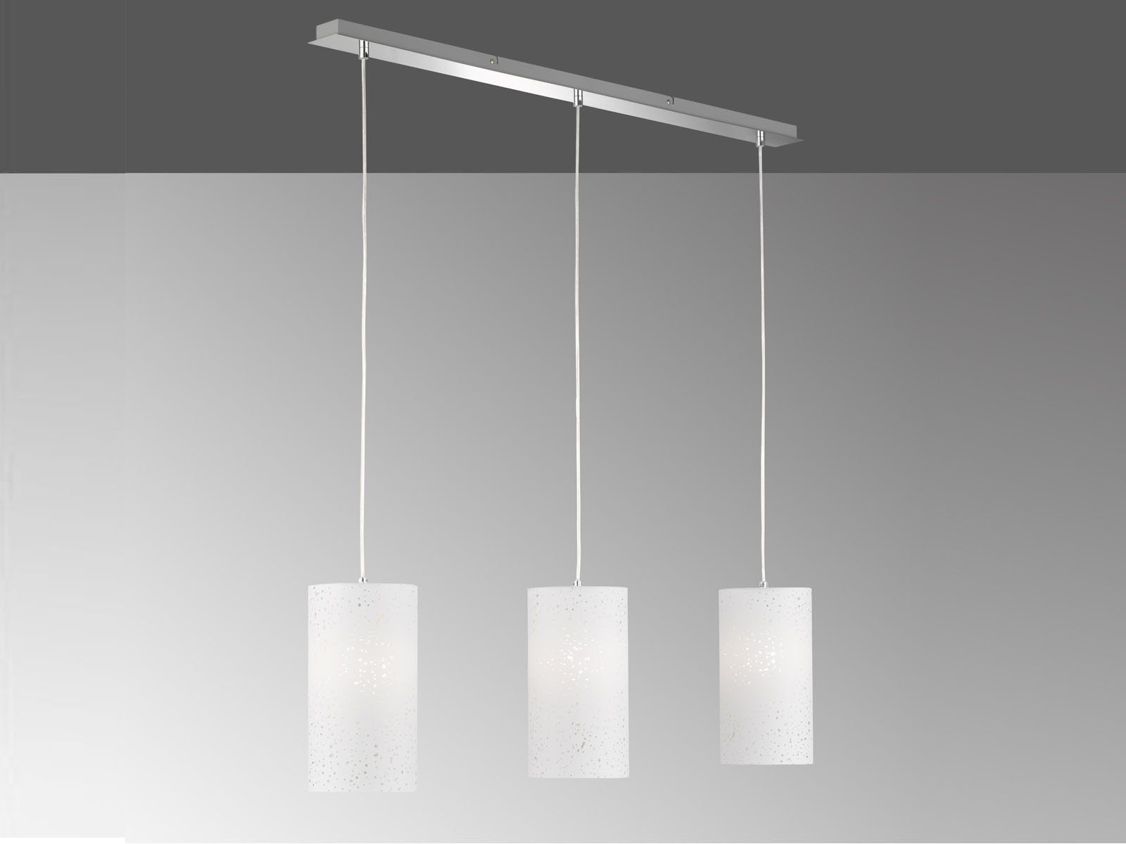 FISCHER & HONSEL LED Pendelleuchte, Dimmfunktion, LED wechselbar, Warmweiß, Designklassiker mehrflammig hängend 110cm, 3x Stoff Hängelampenschirm