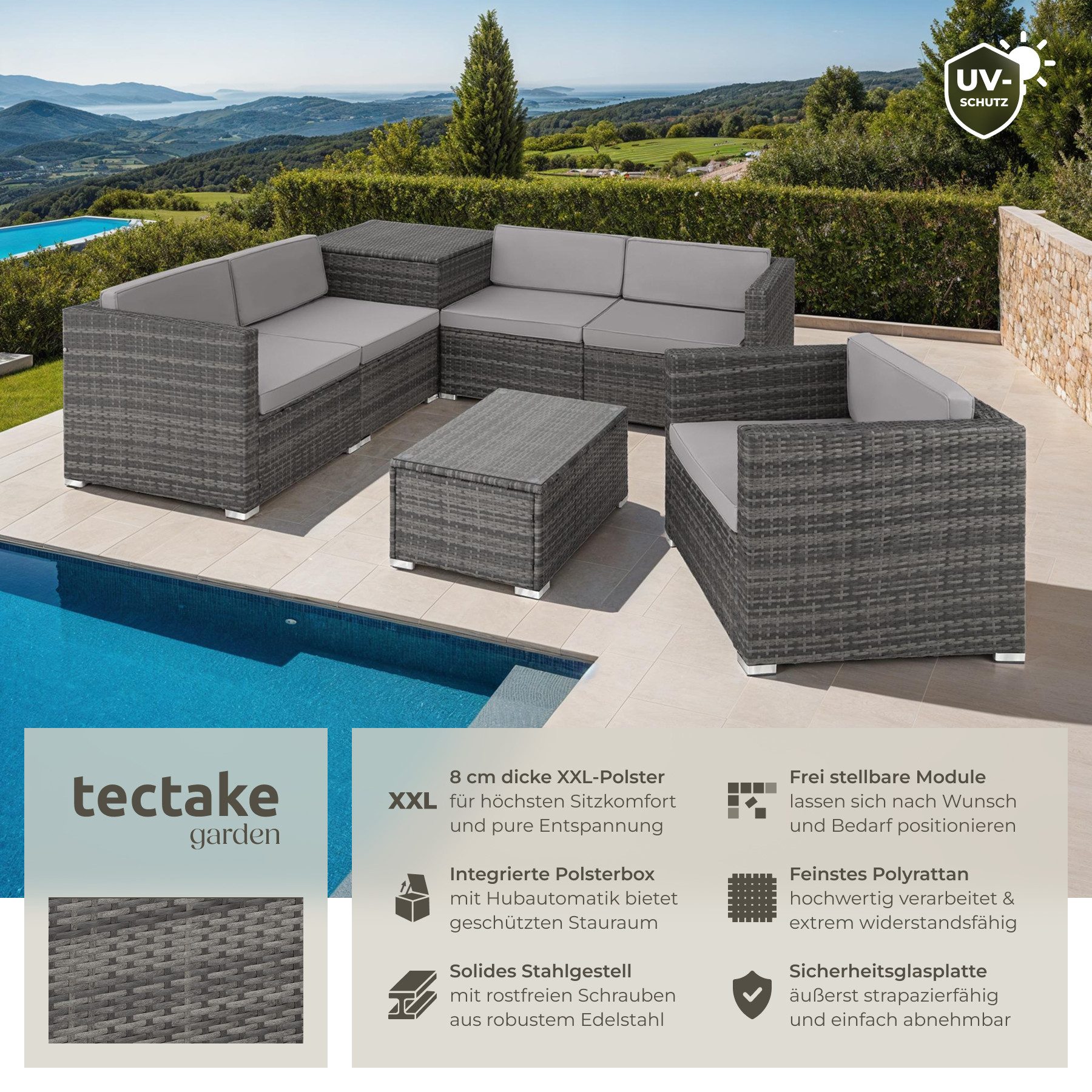 tectake Loungeset Rattan Lounge, (Set., 7-tlg), günstig online kaufen