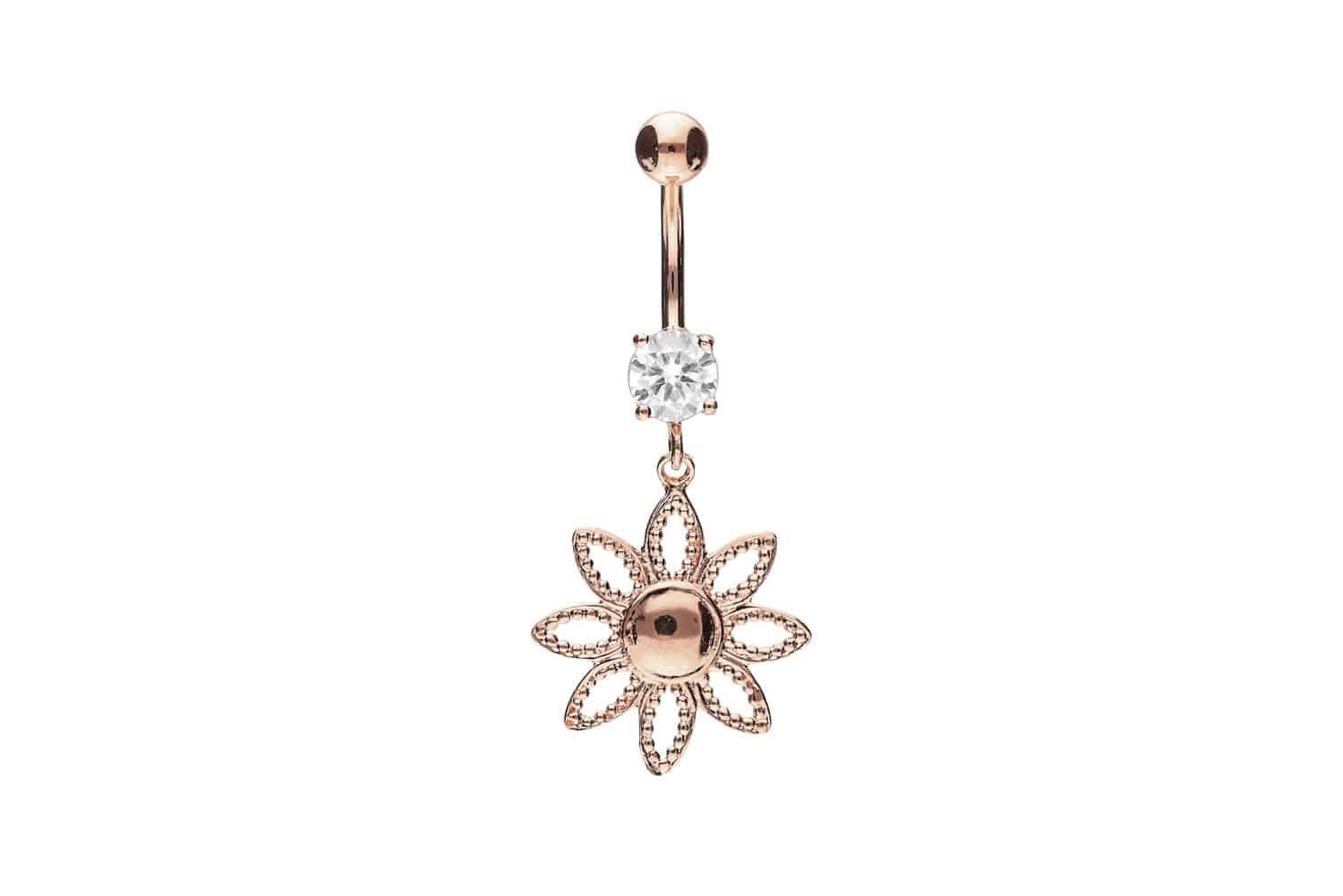 Bauchnabelpiercing Chirurgenstahl Bananabell mit Brass-Design BLUME